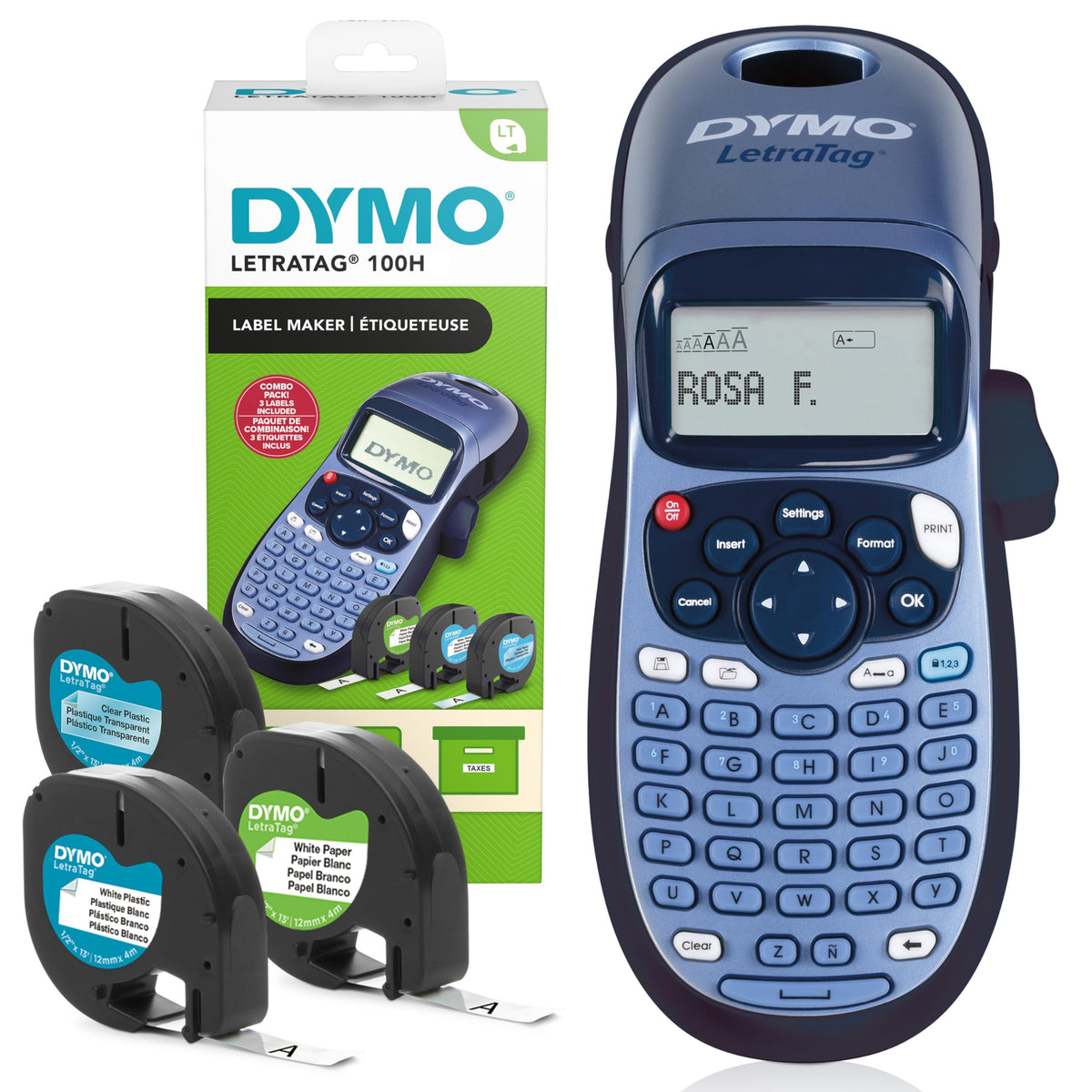 DYMO LetraTag LT-100H labeling machine handheld device | Portable label printer with ABC keyboard | with paper labels white & transparent plastic labels | Ideal for the office & at home - 2174579