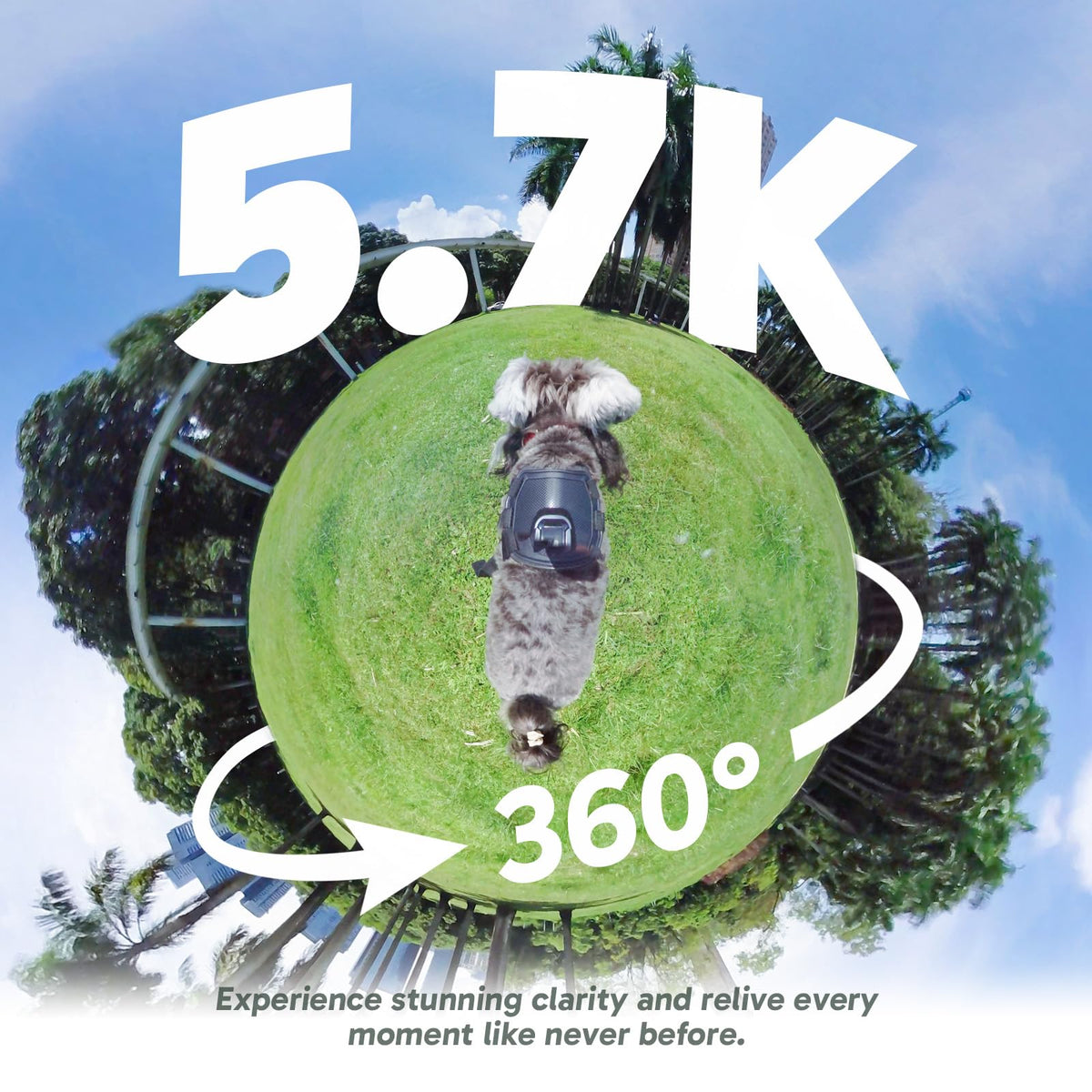 AKASO 360° Action Cam - 5.7K 72MP cameră de acțiune 360 grade cu card de memorie de 64GB, senzori duali de 1/2" 48MP, ecran tactil de 2.29'', efect de selfie stick invizibil, blocare a orizontului 360° și urmărire AI.