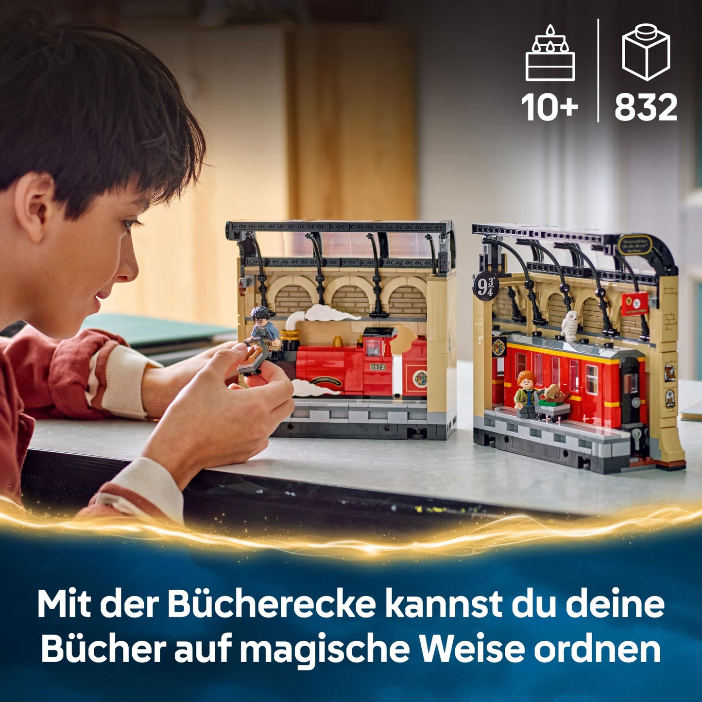 LEGO Harry Potter bookend: Hogwarts Express - set with toy train, 2 minifigures including Ron Weasley, Hedwig and Scabbers - Wizarding World gift for boys, girls and fans aged 10 and over - 76450