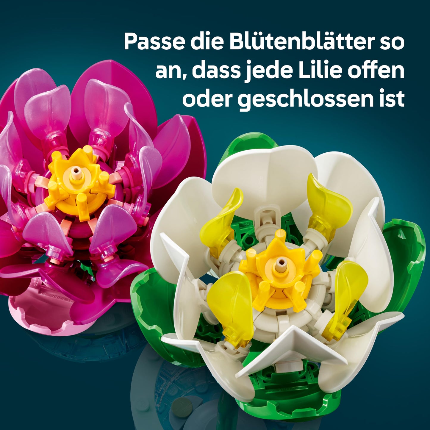 LEGO Botanicals Water Lilies - Artificial Flower Set with 2 Artificial Potted Plants in Transparent Vases - DIY Children's Room Decoration - Gift for Girls Ages 9 and Up & Adult Flower Lovers - 11511