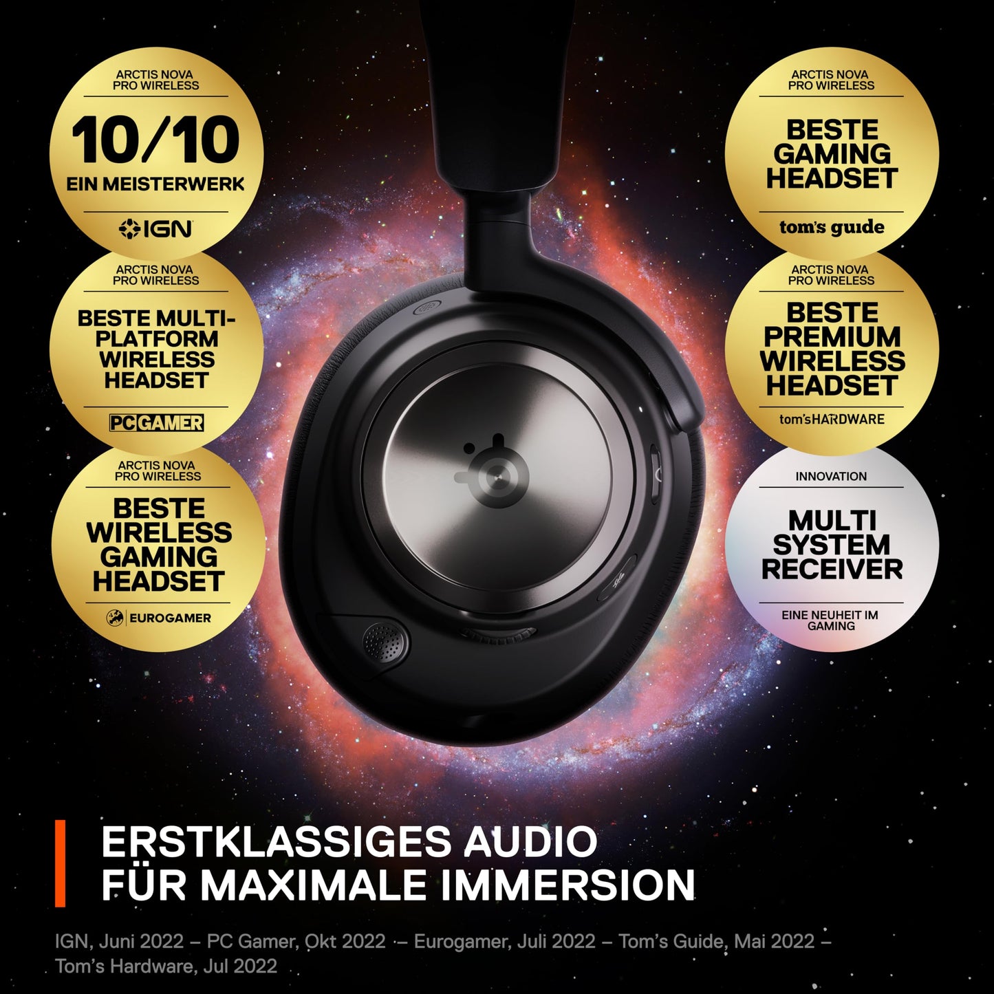SteelSeries Arctis Nova Pro Wireless - Multi-System Gaming Headset (PC, PS5, Switch + Bluetooth) - Hi-Fi driver - Infinity Power System with 2 batteries - Active Noise Cancellation - ClearCast Gen2 Micro - 61520