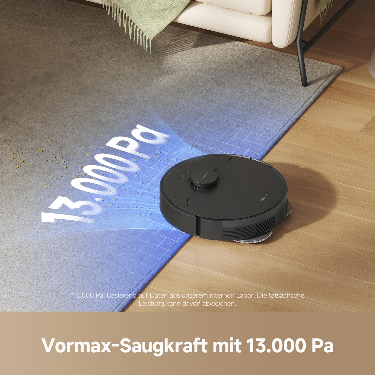 DREAME L10s Pro Gen3, intelligent vacuum and mopping robot, Vormax suction power with 13,000 Pa, DuoScrub mopping system, automatic mop lifting by 7 mm, powerful carpet cleaning, 5,200 mAh battery, black - RLL42SDA