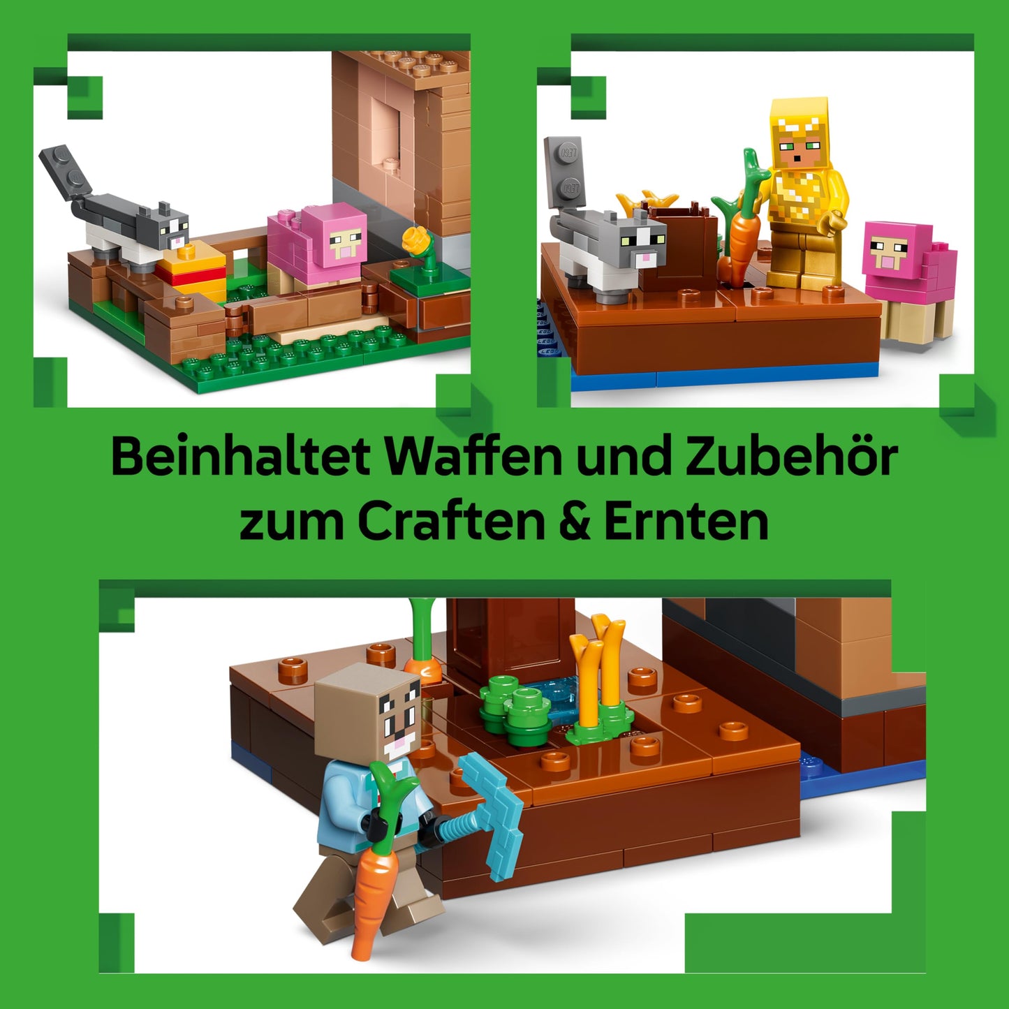 LEGO Minecraft Attack of the Magician on the Village - Model with Garden - 11 Figures Including Bricklayer & Iron Golem - Room Decoration for Children - Gaming Gift for Boys, Girls and Fans from 9 Years - 21596
