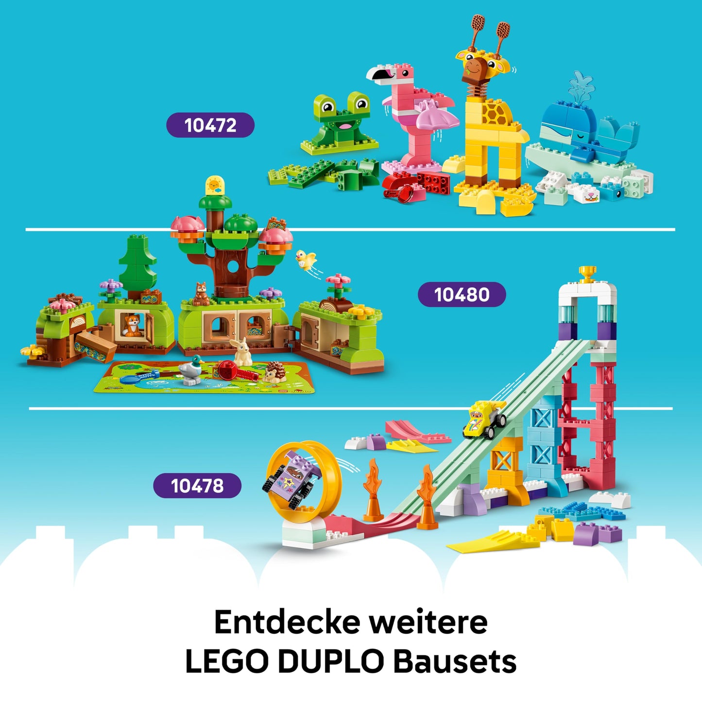 LEGO DUPLO Classic colorful creative box - educational toy to promote fine motor skills for toddlers - including number stones, animals, vehicles and play food - gift for boys and girls from 1 year old - 10479