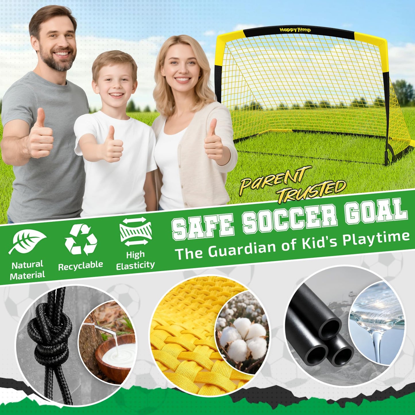 Happy Jump Pop-Up Football Goals – 152x110 cm, 2 Goals | Robust, foldable fiberglass goals for children and adults For outdoor & leisure - A233259BQ1