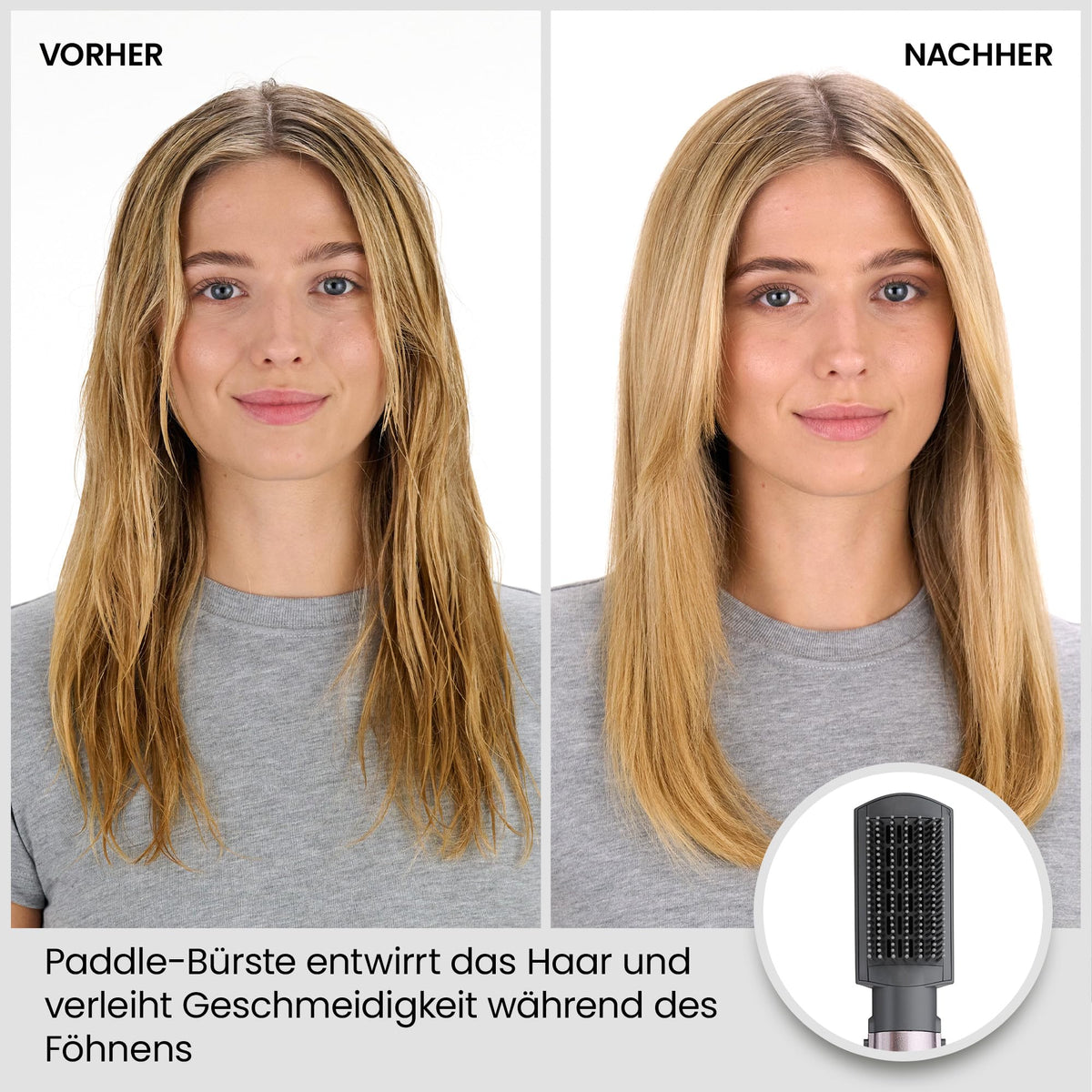 BaByliss Air Style 1000 – All-in-One Hot Air Brush, Volumizer, Straightening Brush, and Curling Iron, Ion Technology for Anti-Frizz, 4 Attachments, Copper/Grey, AS136E