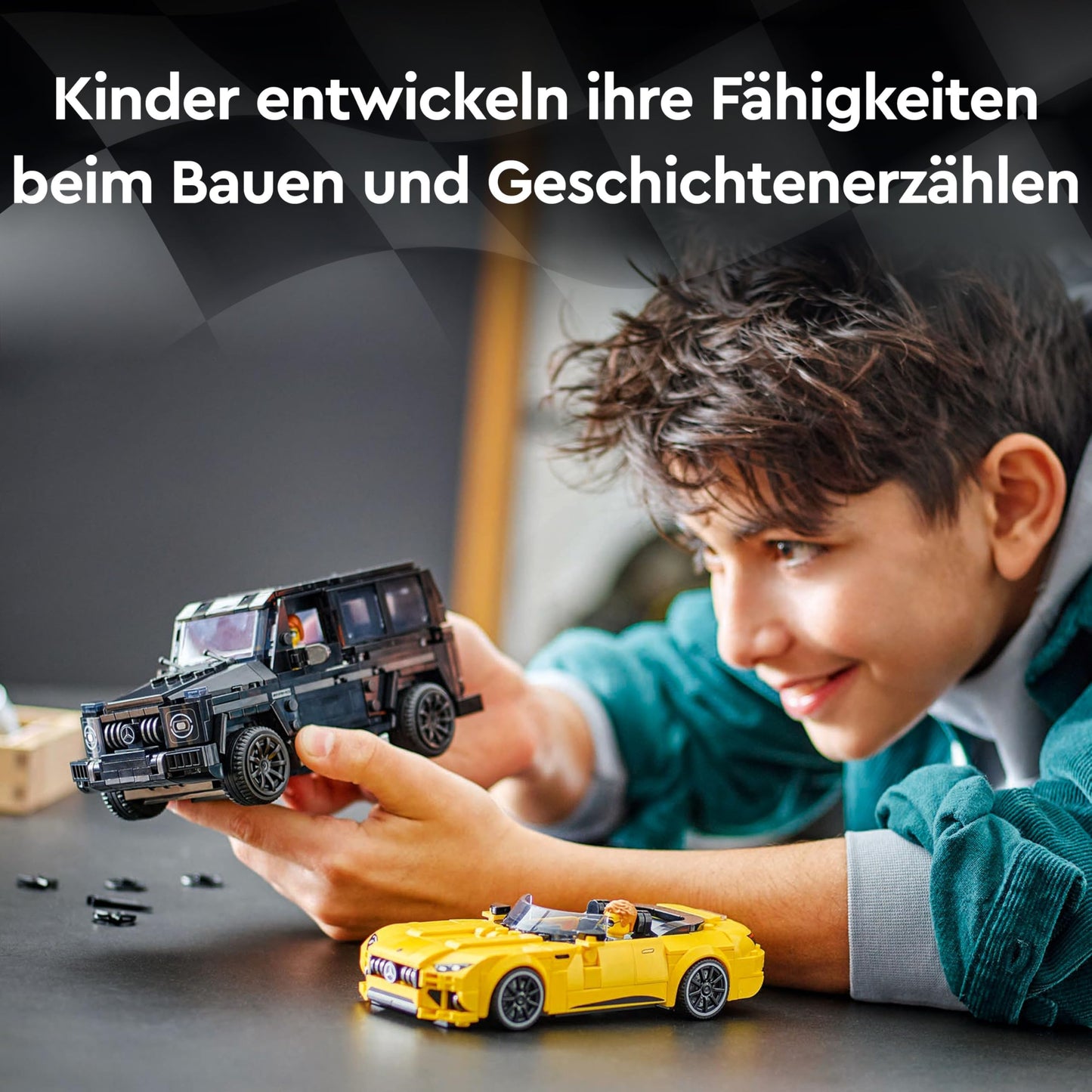 LEGO Speed Champions Mercedes-AMG G 63 & Mercedes-AMG SL 63, building set with 2 toy cars and 2 driver minifigures, gift for boys and girls, model car set, racing car toy 76924