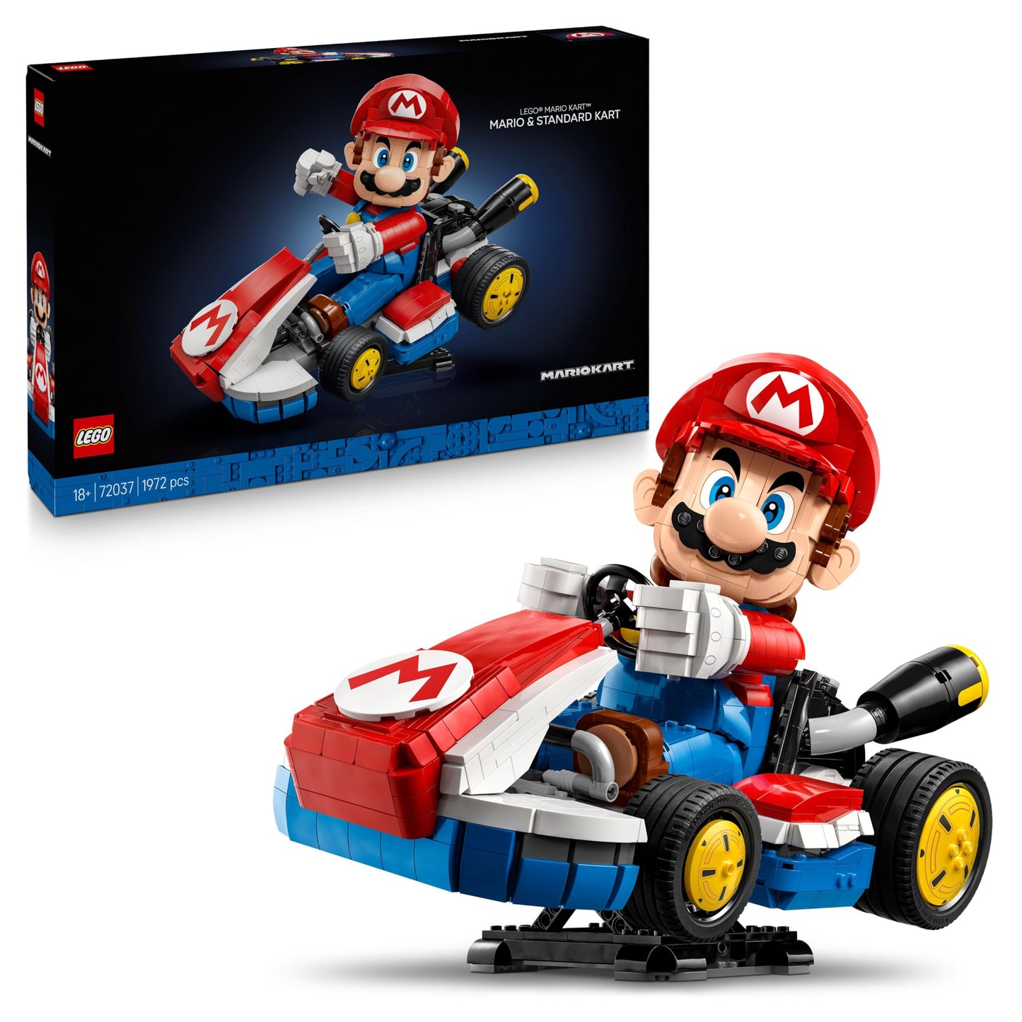 LEGO Super Mario: Mario Kart: Mario & Standard Kart - Nintendo figure and buildable car for gaming fans - model building for adult gamers and video game fans - 72037