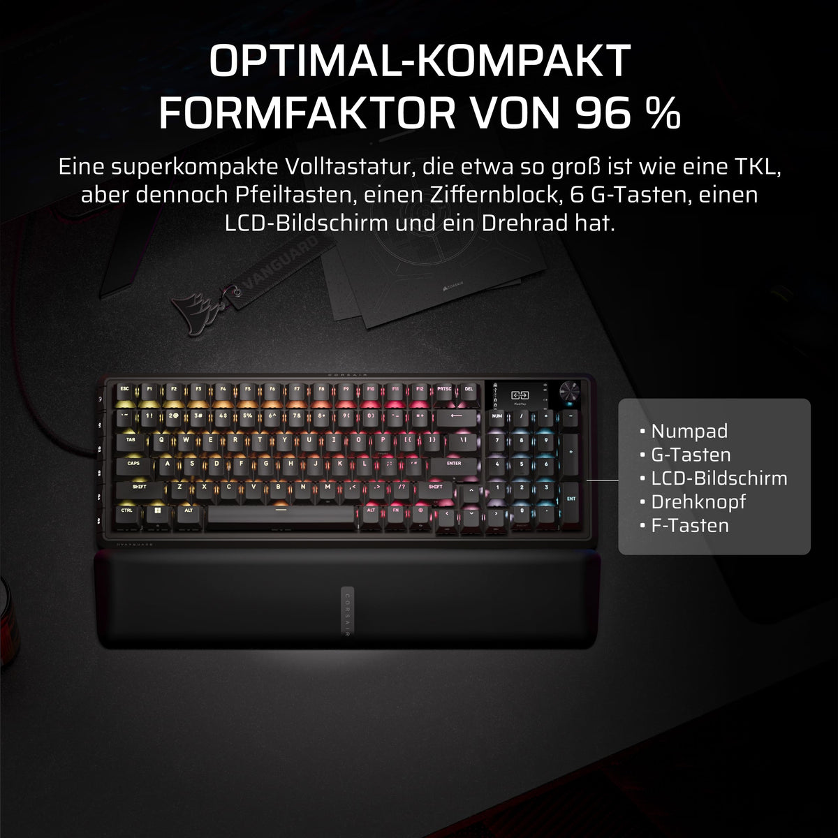 Corsair Vanguard PRO 96 Wired Gaming Keyboard - Black - CH-91E911G-DE