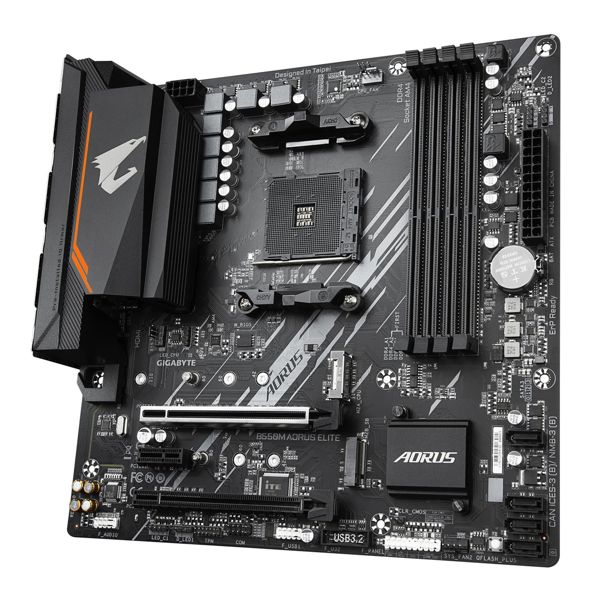 GIGABYTE B550M AORUS Elite Placă de bază – procesoare AMD Ryzen 5000, placă de bază Micro-ATX, VRM cu 5+3 faze, până la 4733 MHz DDR4, PCIe 4.0 + PCIe 3.0 M.2, LAN 1GbE, USB 3.2 Gen 1