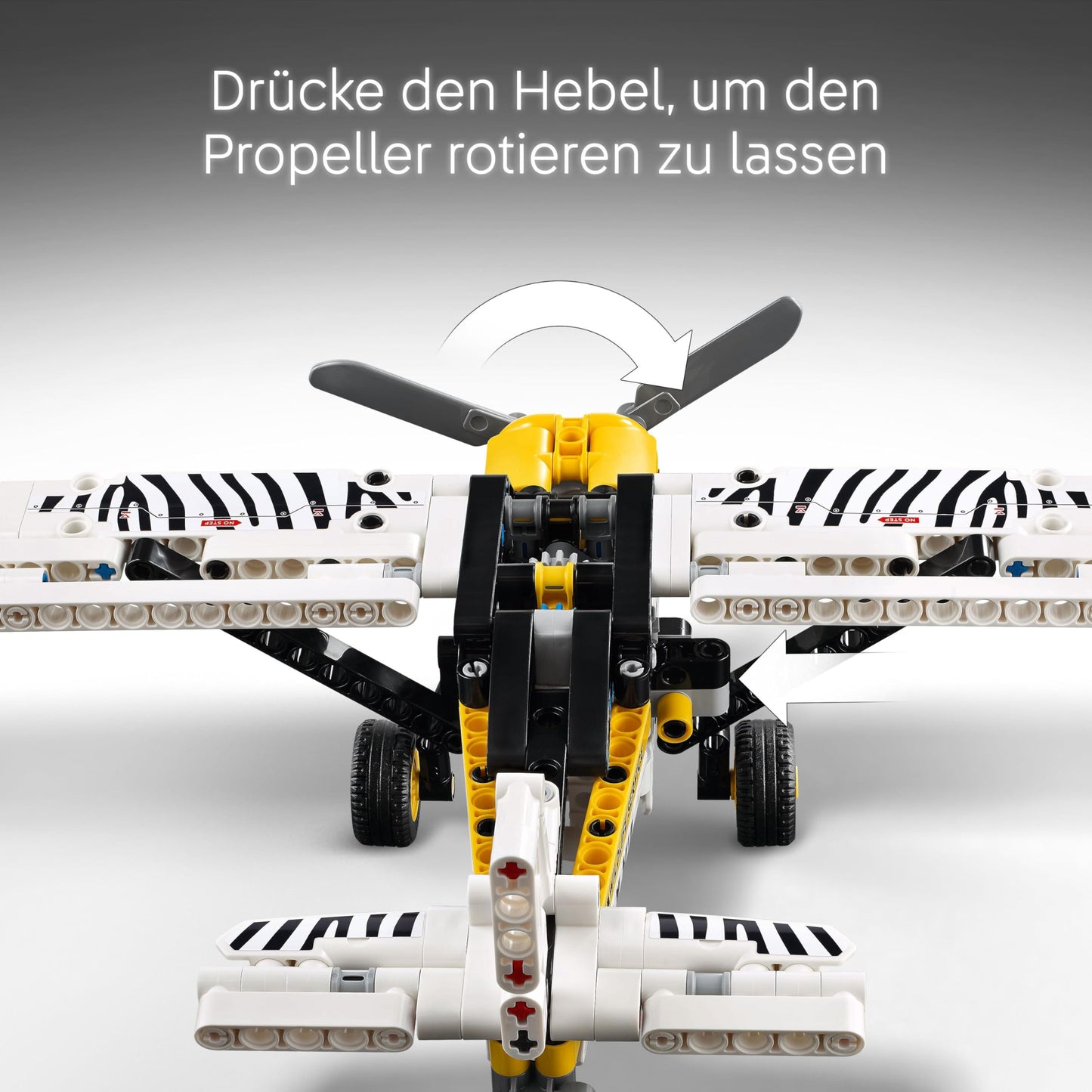 LEGO Technic propeller plane, buildable airplane toy for children, gift for boys and girls aged 8 and up, model airplane with rotating propeller and 4-cylinder piston engine 42198