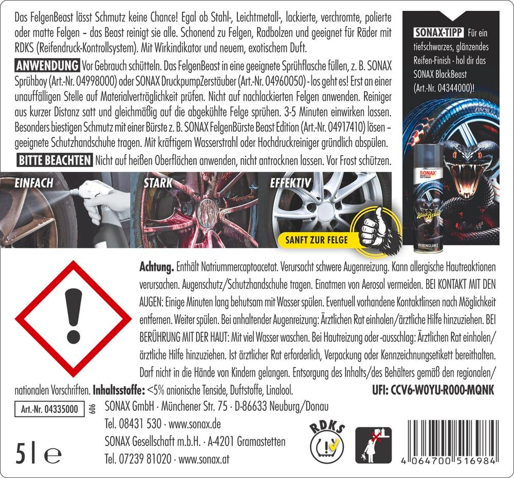 SONAX FelgenBeast (5 litri) - 04335000