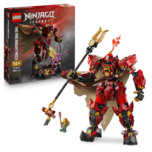 LEGO NINJAGO The Fire Knight Mech - Monstrosity set with movable figure, 2 minifigures and a sea monster on a stand - birthday gift for boys and teenagers aged 14 and over - 71846