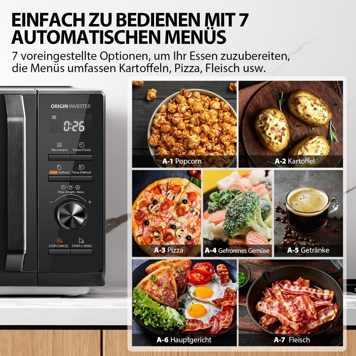 Toshiba MW3-AM25PFI(BK) Solo Microwave 25L 900W microwave oven in black. With Origin inverter, chef defrost, 10 power levels, 7 auto menus, easy clean