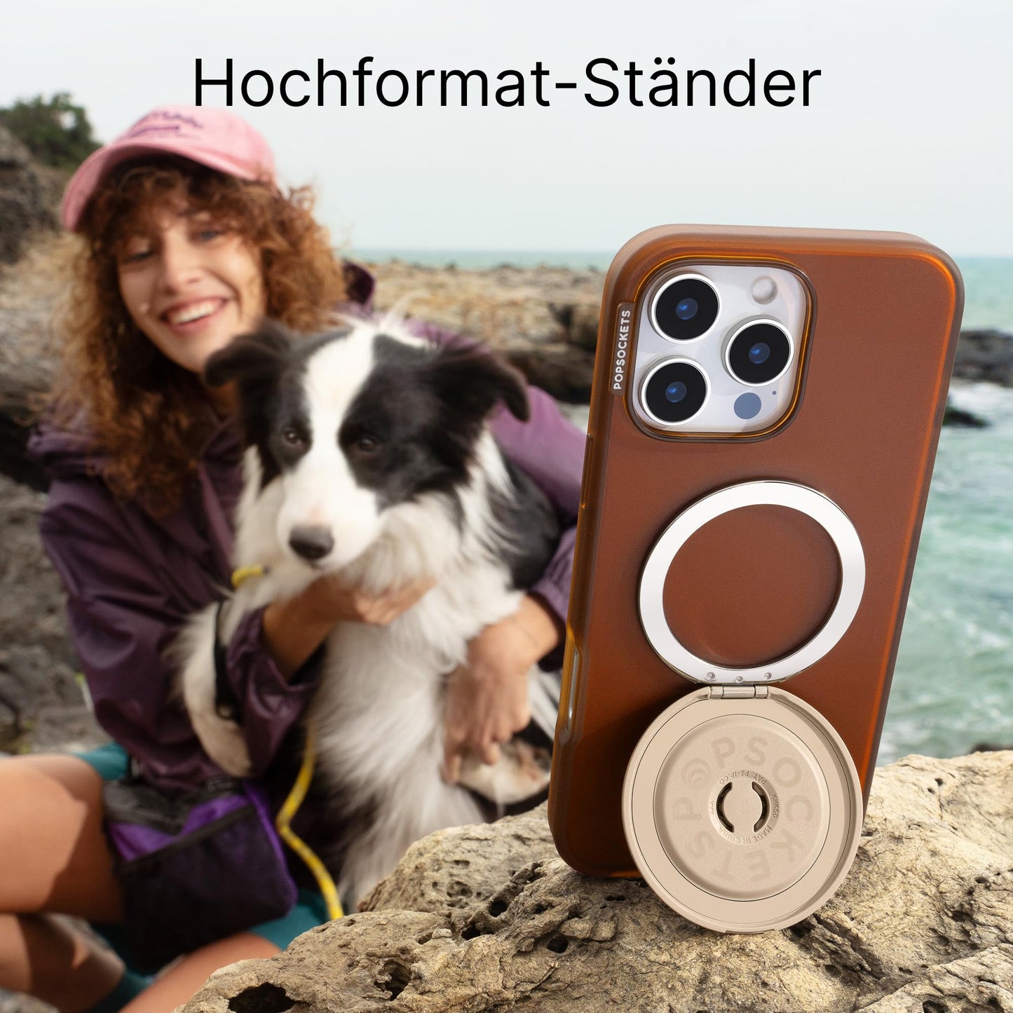 PopSockets Kick-Out Grip for MagSafe, Adjustable Stand for Portrait or Landscape Format, Magnetic Holder, Brown - Latte - 807625