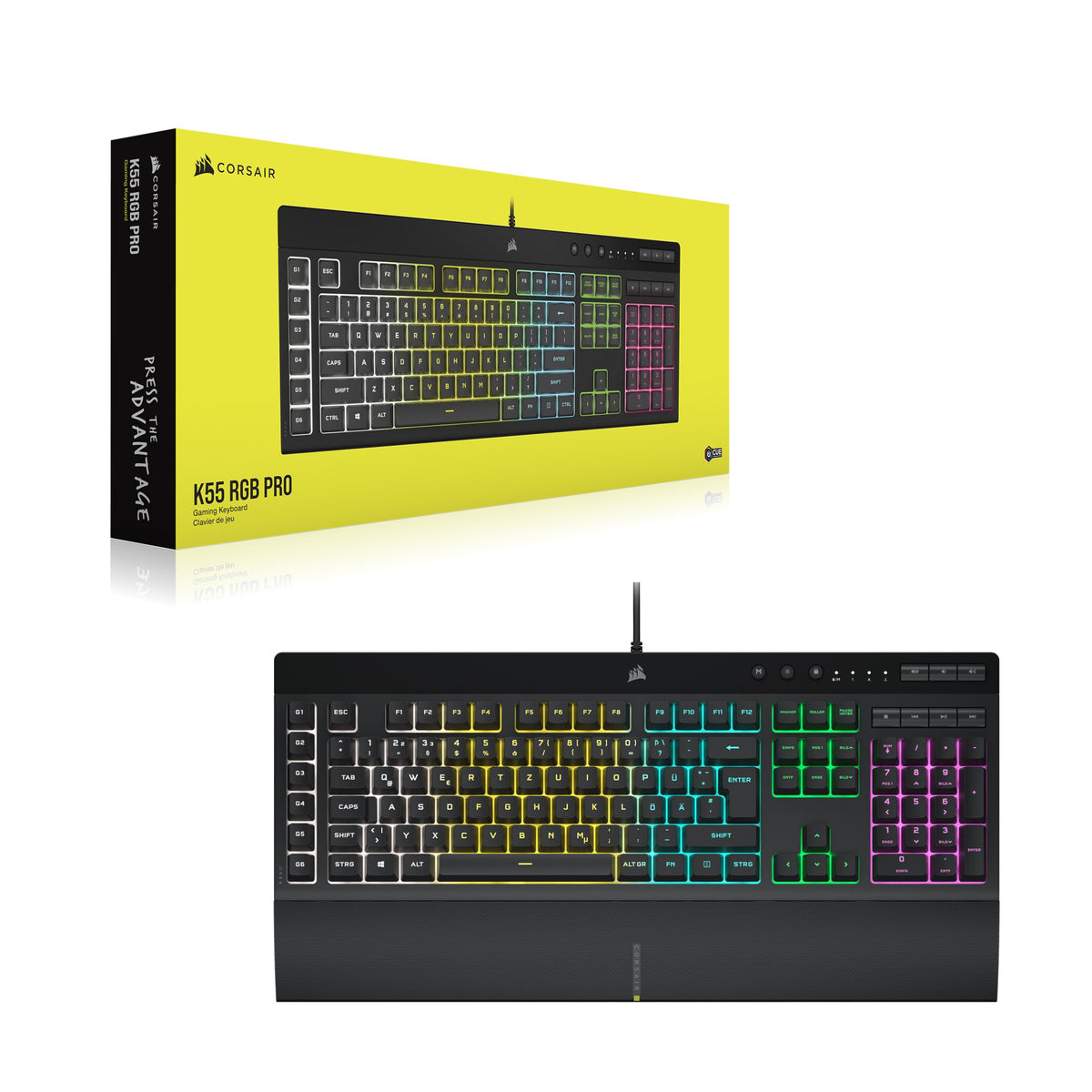Corsair K55 RGB PRO wired gaming keyboard, black - CH-9226765-DE