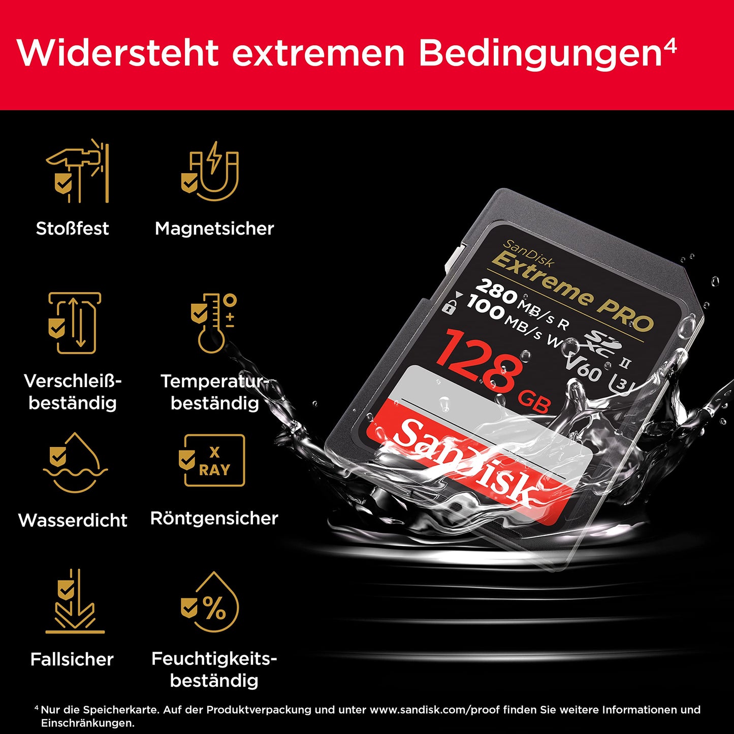 SanDisk Extreme PRO SDXC UHS-II Speicherkarte V60 128 GB - SDSDXEP-128G-GN4IN
