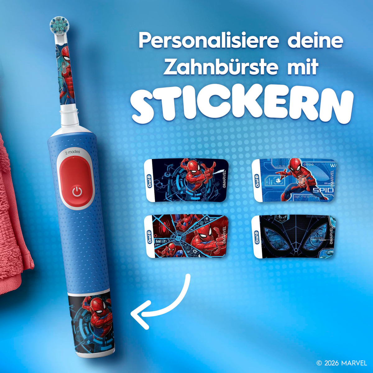 Oral-B Pro Kids 3+ Spiderman Electric Toothbrush for Kids, Blue/Red - 8006540773390