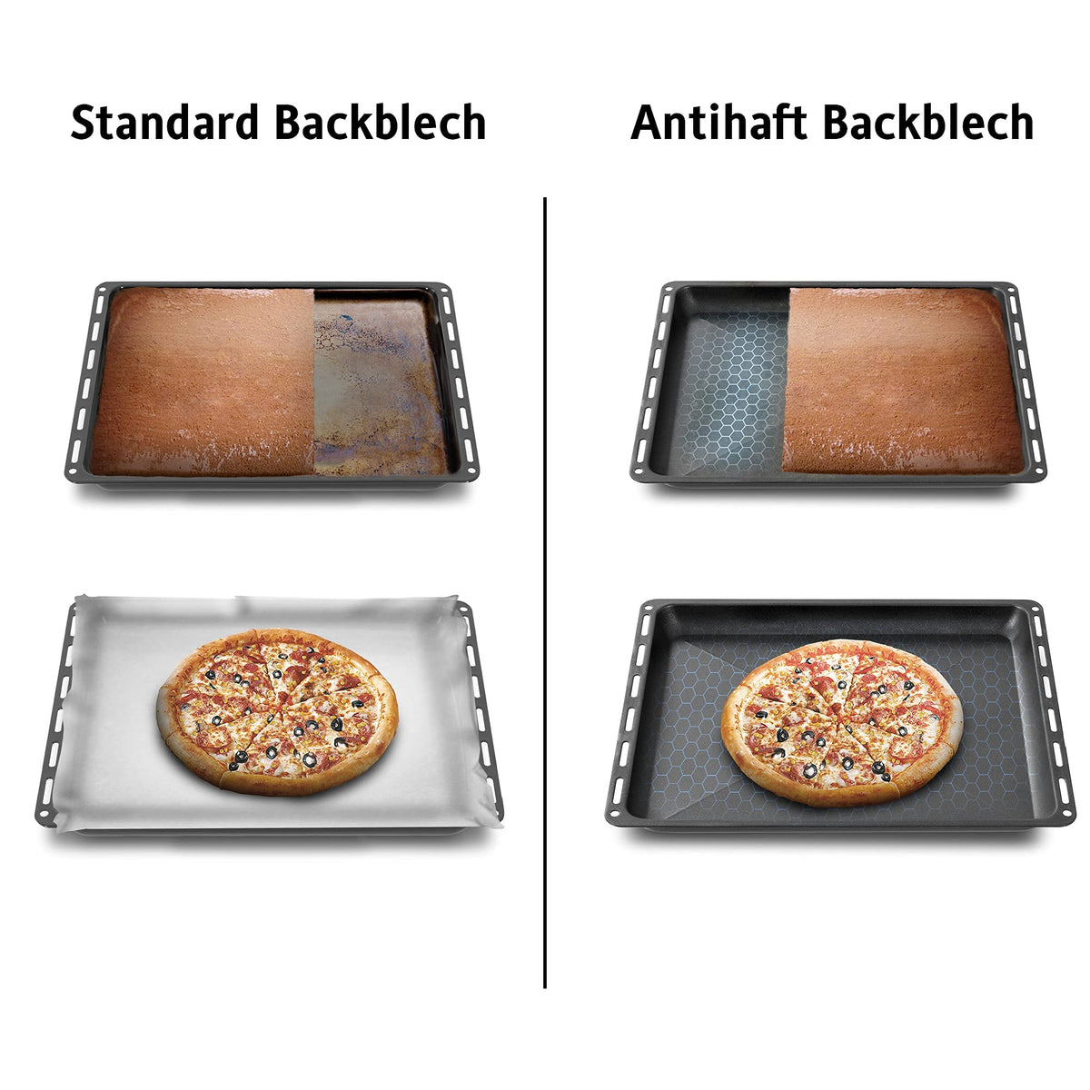 ICQN 445 x 375 x 25 mm non-stick coating baking tray | Suitable for Whirlpool Ignis Bauknecht | Oven drip pan | Scratch resistant | Non-stick | 44.5 x 37.5 x 2.5 cm, 445-non-stick-25 - 445-antihaft-25