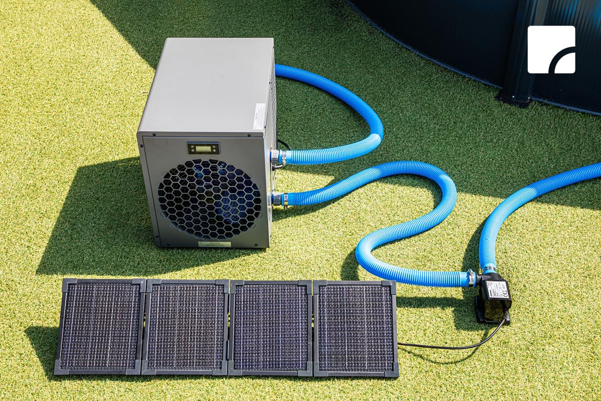 STEINBACH circulation pump with PV panel – 040613 – pump output 3,000 l/h – for pools with a water capacity of up to 19,000 l – with an included foldable 30 watt PV panel