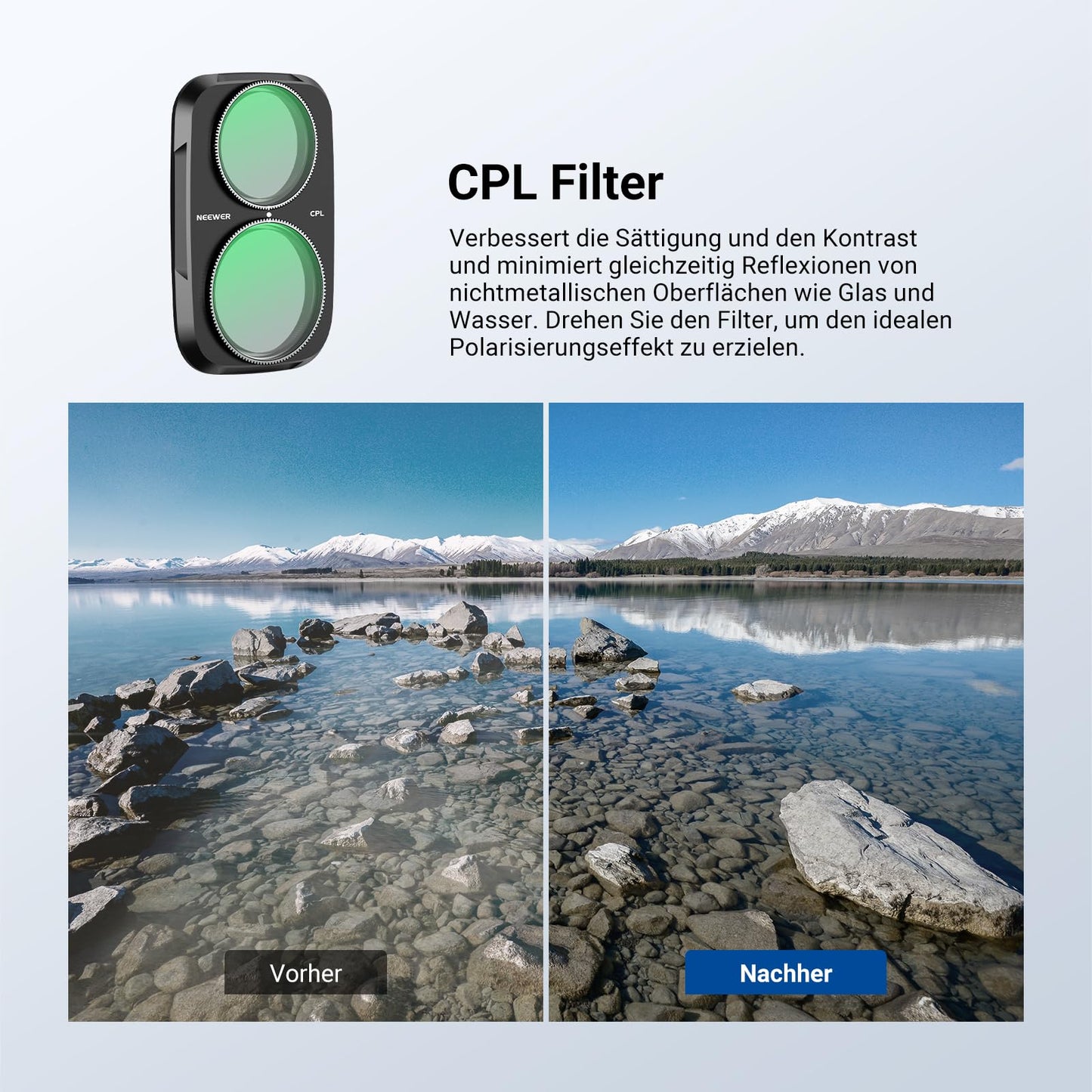 NEEWER CPL + ND Filter Set Compatible with DJI Osmo Pocket 4P Only, Circular Polarization Filter Gray Filter (ND16 + ND64 + ND256) Gimbal Action Cam Lens Filter Screen Protector Photography Accessories - FL-P21