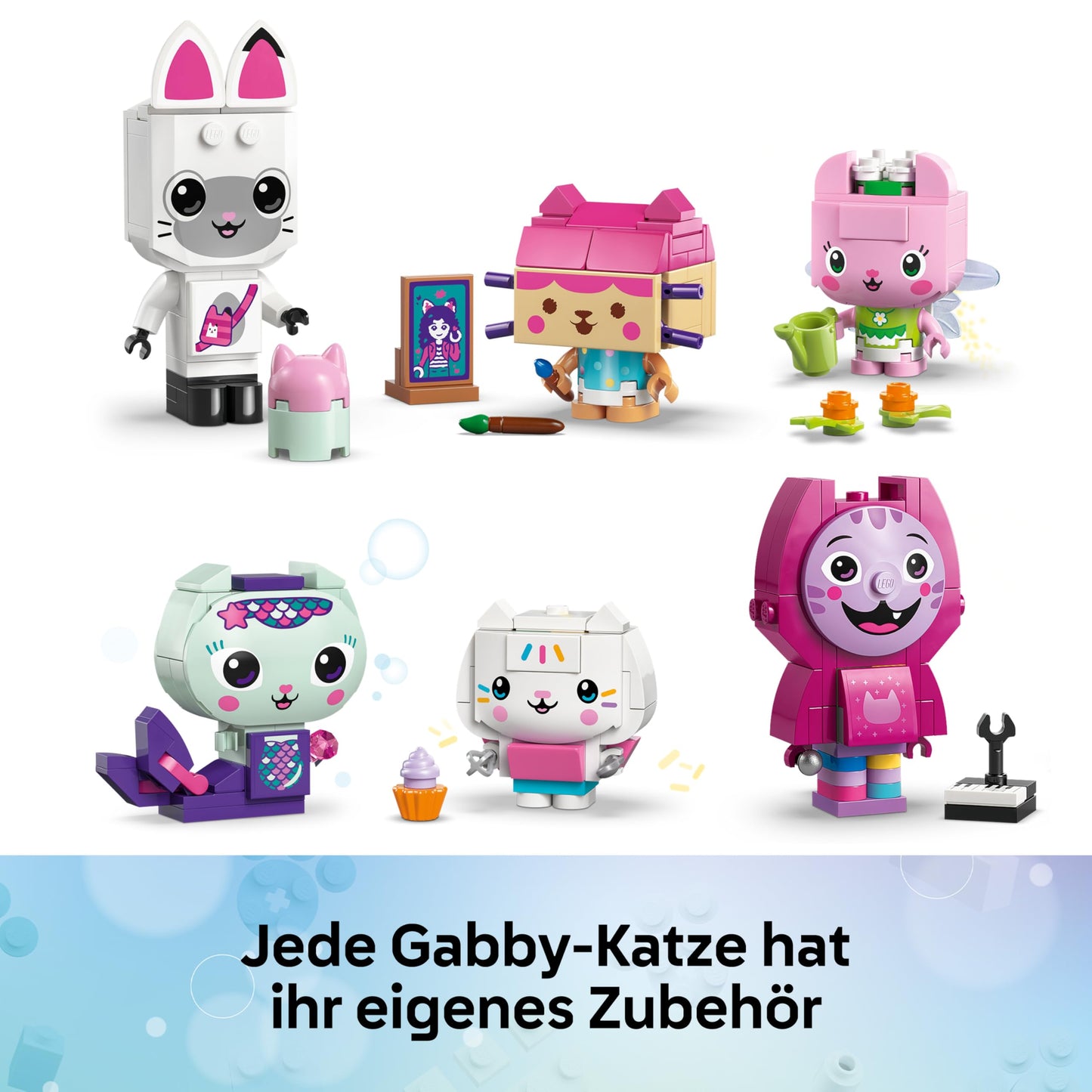 LEGO Gabby's dollhouse Gabby's cat friends - toy with 6 animal figures including sea kitty and kitty fairy - stand for display - gift for girls aged 6 and over - 11215