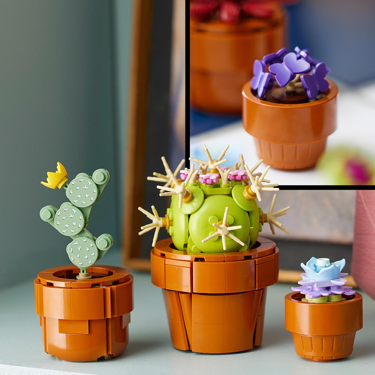 LEGO 10329 Icons Mini Pflanzen, 9 flori artificiale de construit, set de colecție Botanical Collection pentru adulți cu ghiveci de teracotă de construit, decor pentru casă, cadou pentru femei și bărbați