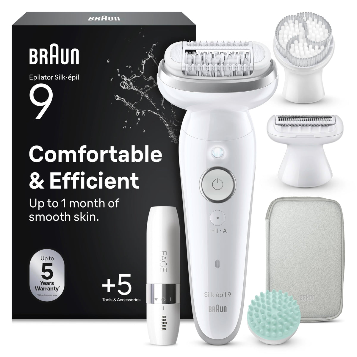 Braun Epilator pentru femei Silk·épil 9 SkinSpa, Ladyshaver, 9-381, Argintiu - SES9-381