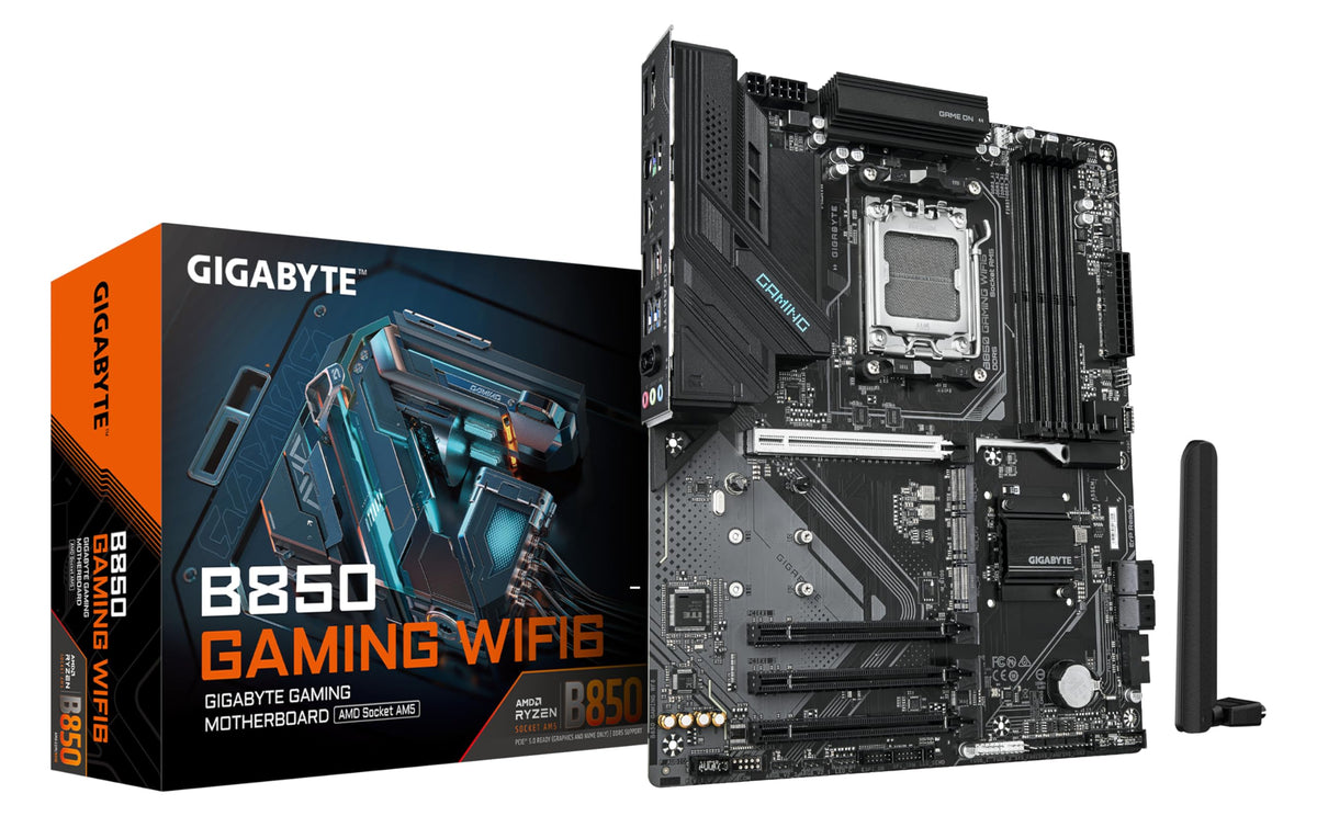 Placă de bază GIGABYTE B850 Gaming WIFI6 - compatibilă cu procesoarele AMD Ryzen 9000 Serie, VRM digital cu 6+2+2 faze, suport pentru memorie DDR5 de până la 8200MHz (OC), 1xPCIe 5.0 + 2xPCIe 4.0 M.2, GbE LAN, WiFi 6, USB 3.2 Gen 2