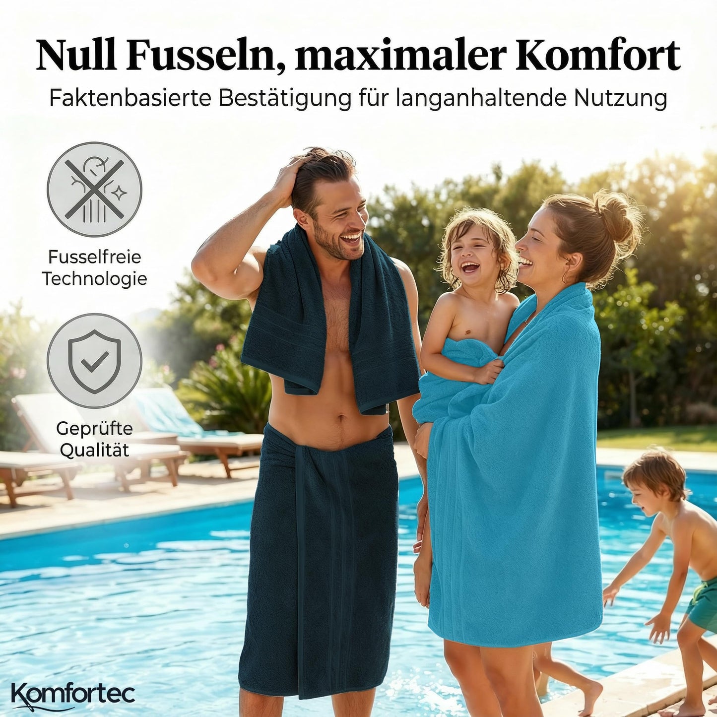Komfortec 2 sauna towel set 80x200 cm, large sauna towels made of 100% cotton, sauna towels, fluffy and absorbent, quick-drying, petrol/turquoise - 2er-80x200-petrol-turkis