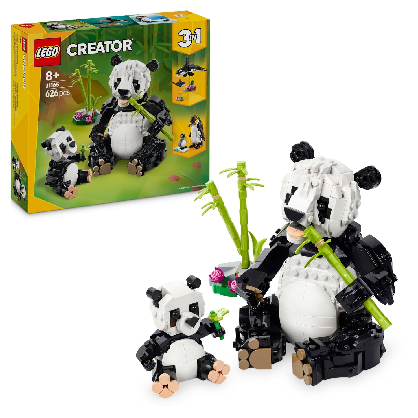 LEGO Creator 3in1 Wild Animals: Panda Family - Animal figures can be converted into penguins or killer whales - Building toys - Creative birthday gift for girls and boys aged 8 and over - 31165