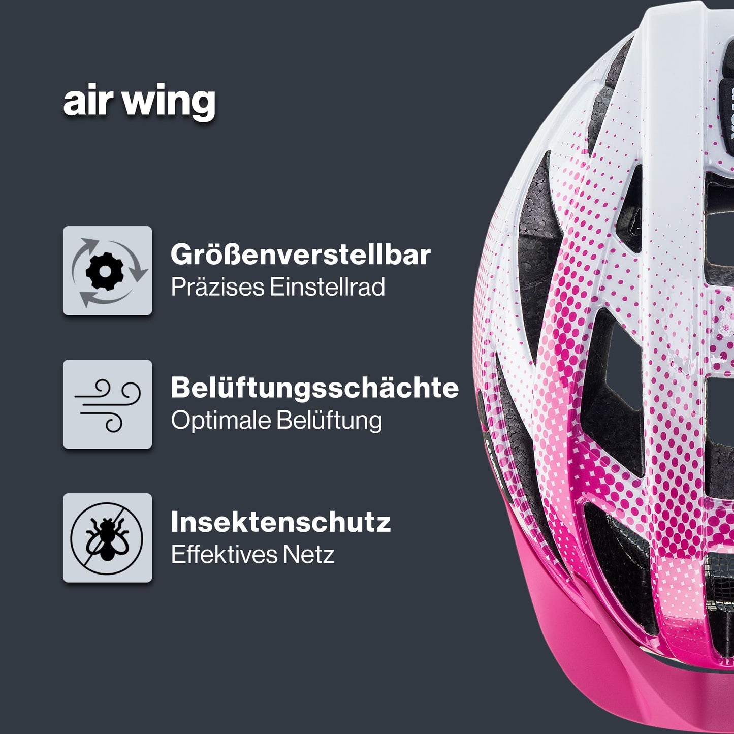 uvex air Wing - Lightweight bicycle helmet for men and women - individual size adjustment - pink-white - 52-57 cm - S413426