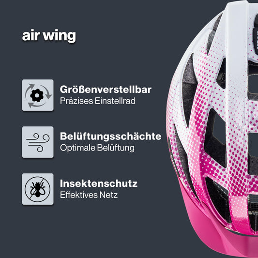 uvex air Wing - Lightweight bicycle helmet for men and women - individual size adjustment - pink-white - 52-57 cm - S413426