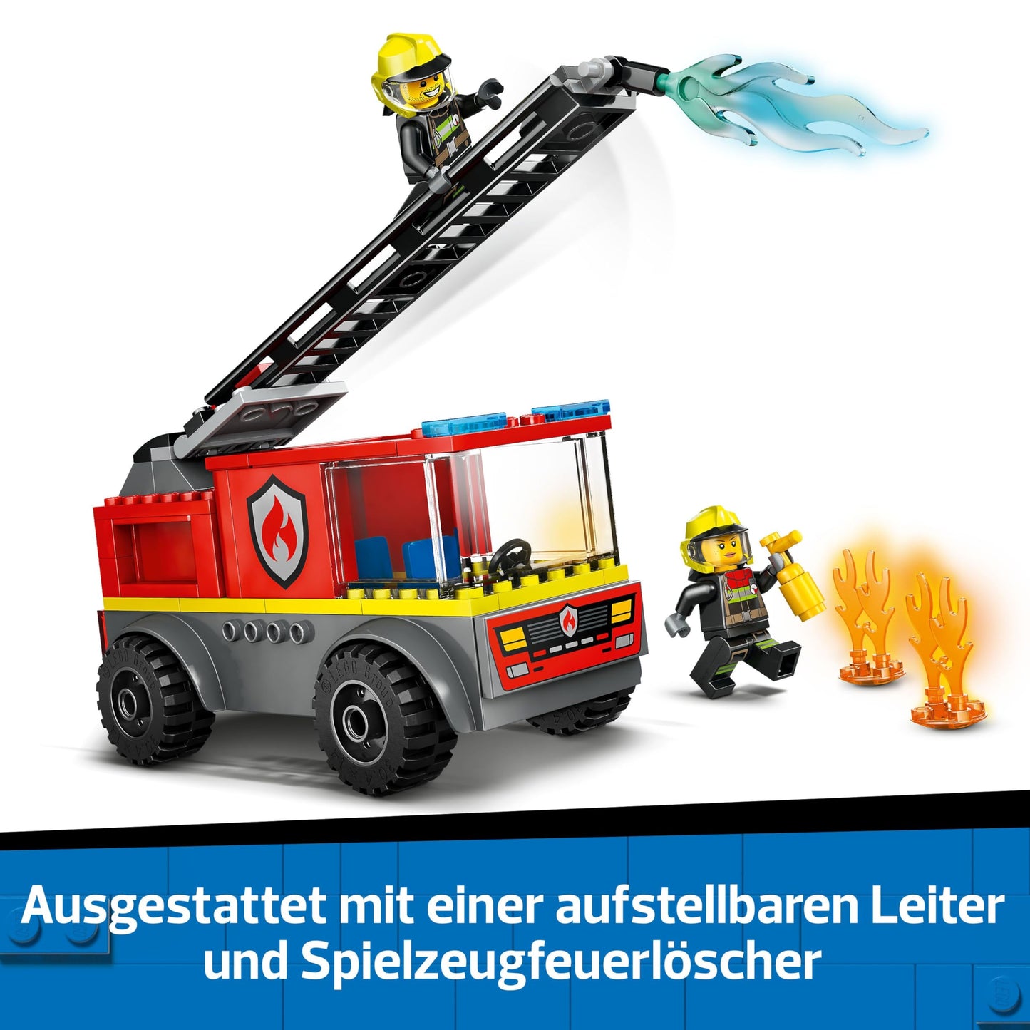 LEGO City fire engine ladder vehicle - fire truck toy with 2 firefighter minifigures for boys and girls aged 4 and up - educational toy - gift for preschool children 60463