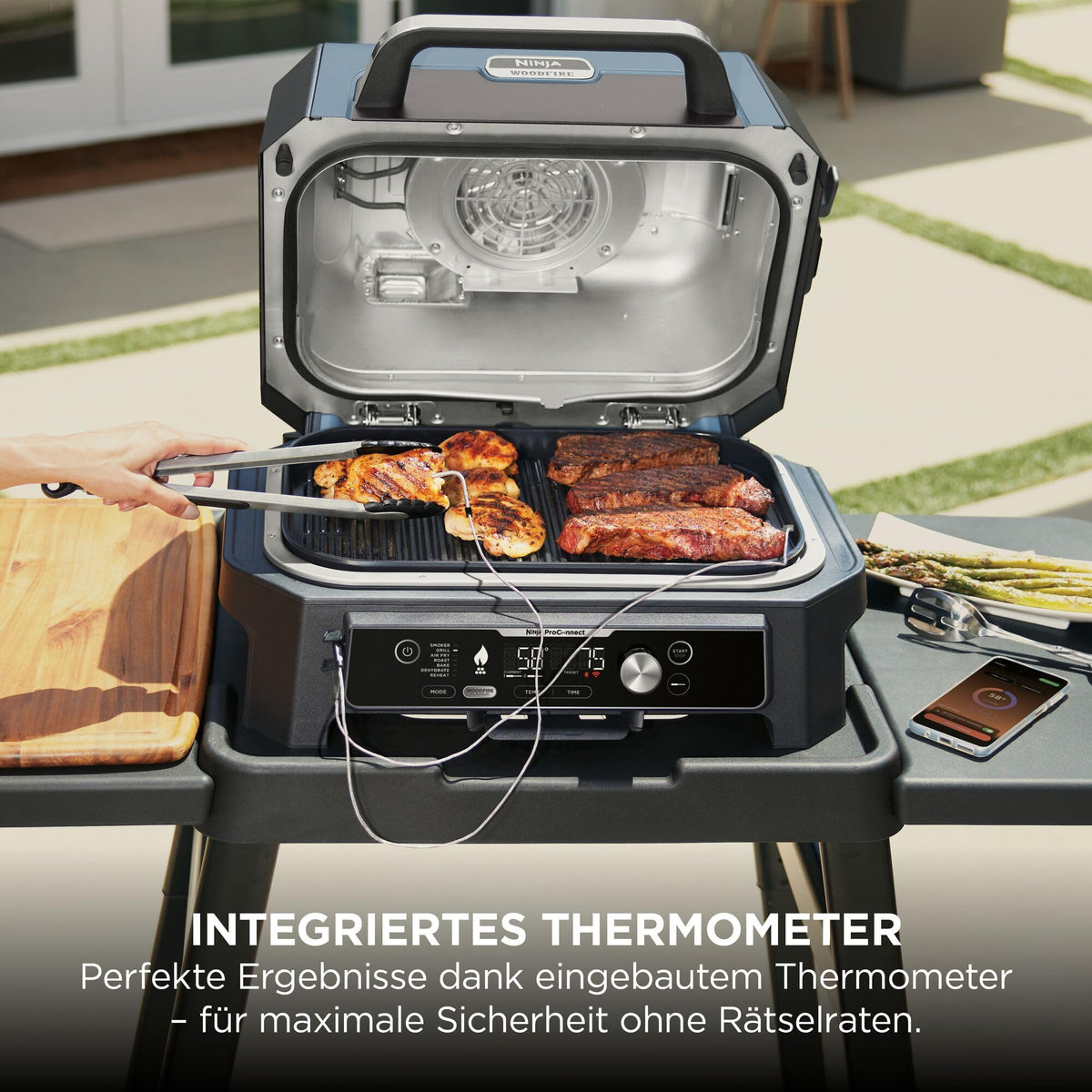 Ninja Woodfire Pro Connect XL Grătar Electric BBQ Smoker, Control prin aplicație - OG901EUAMZ