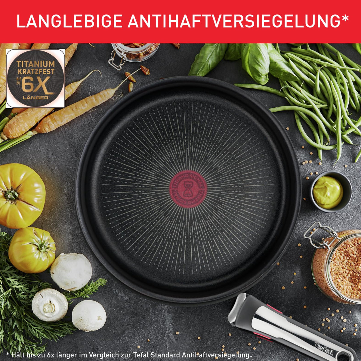 Tefal Ingenio Unlimited 3-piece frying pan set with removable handle, 22/26 cm, space-saving, stackable, induction-compatible frying pan set with non-stick coating, easy to use and clean, L39598