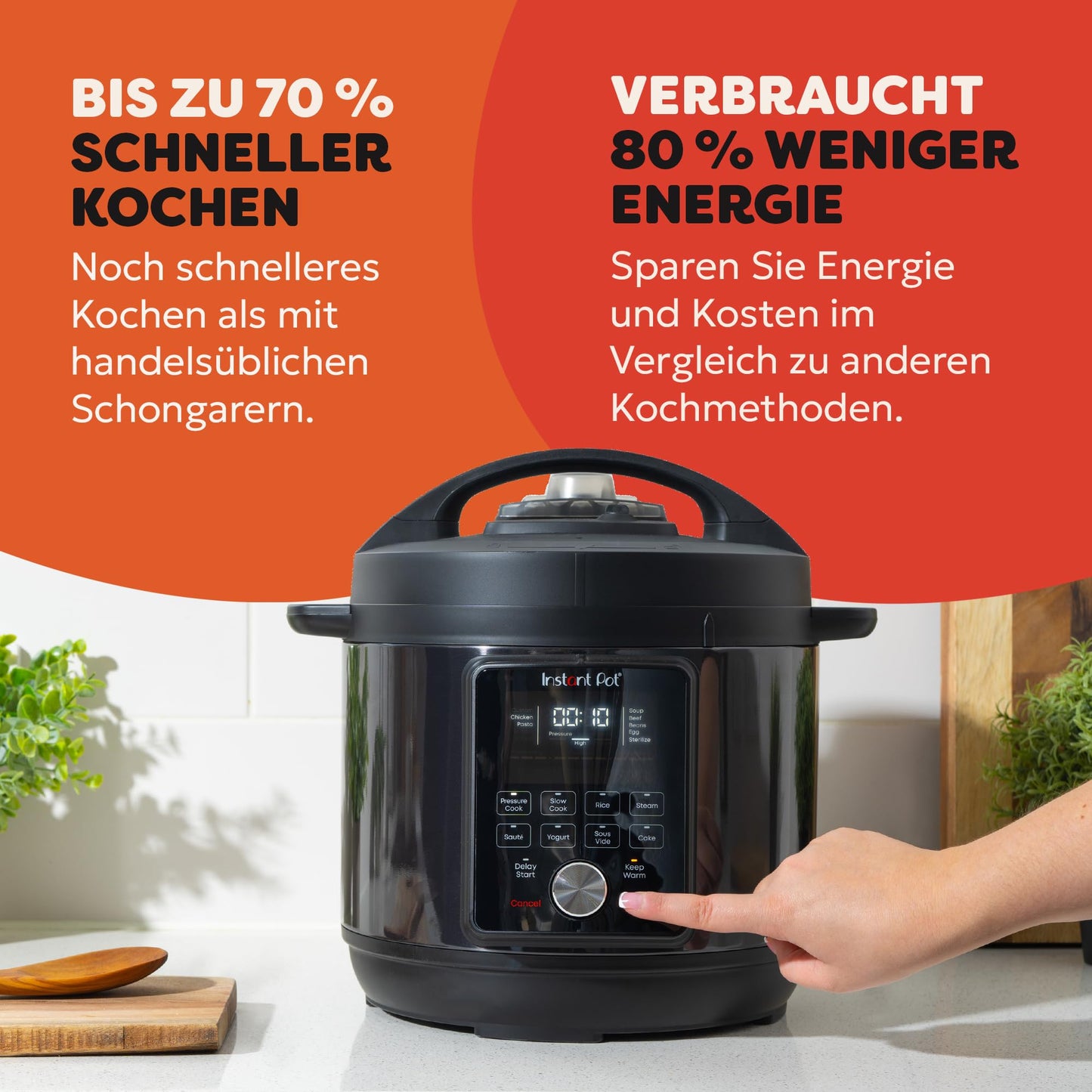 Instant Pot Duo Plus with WhisperQuiet technology, multi-cooker 5.7 L - pressure cooker, slow cooker, rice cooker, sauté pan, yogurt maker, keep warm function, steamer, vacuum cooker, cake baking - DPPC604