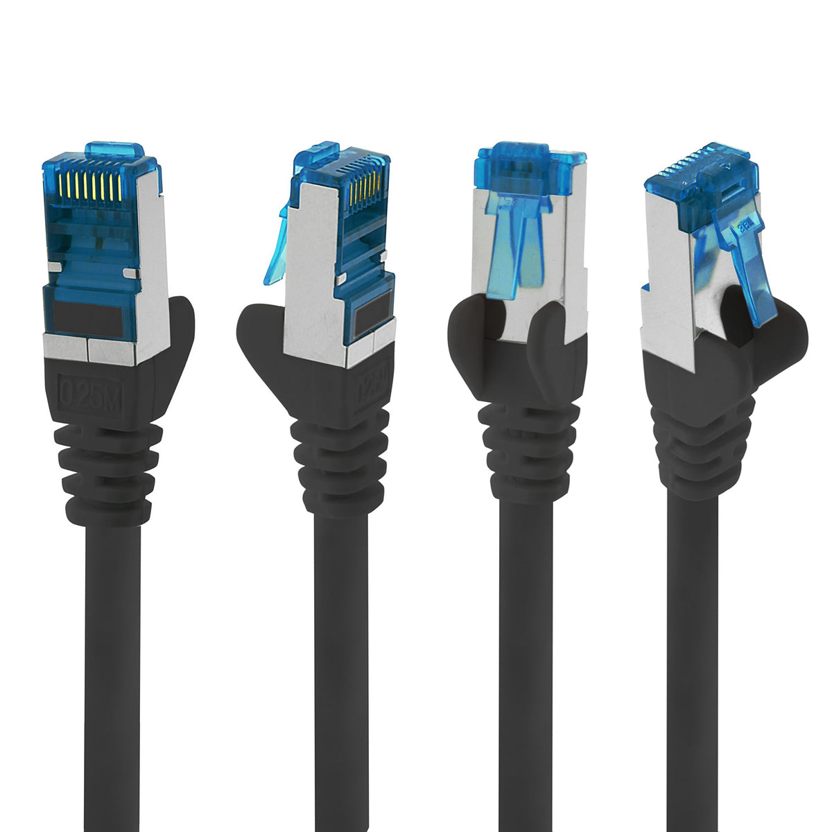 1aTTack.de Patch Cable – 10X 7.5m Ethernet, Network, LAN Cable CAT6a (for Gigabit Networks, Routers, Switches, Modems with RJ45 Input – black) - 4251073692609