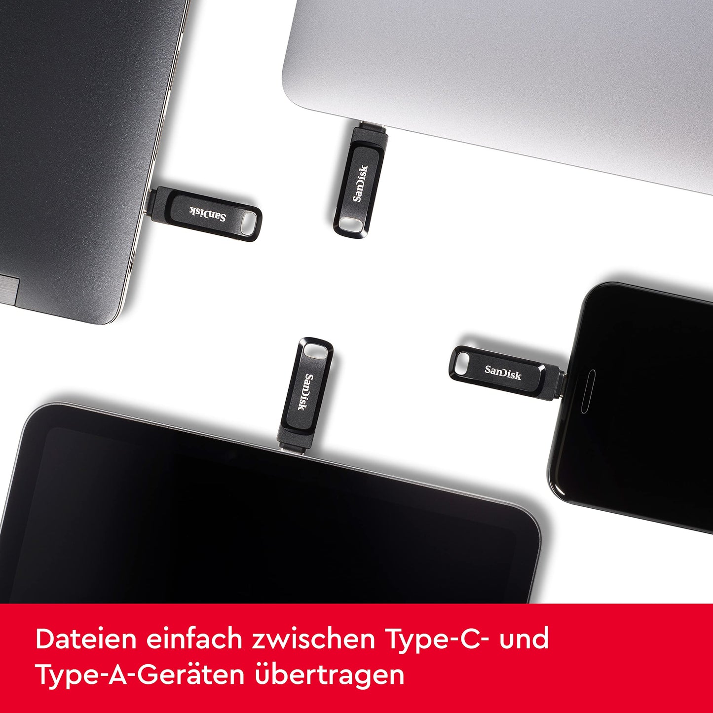 SanDisk Ultra Dual Drive Go USB Type-C 1 TB (Android smartphone memory, USB Type-C port, 400 MB/s reading speed, can be used as a key fob) - SDDDC3-1T00-G46