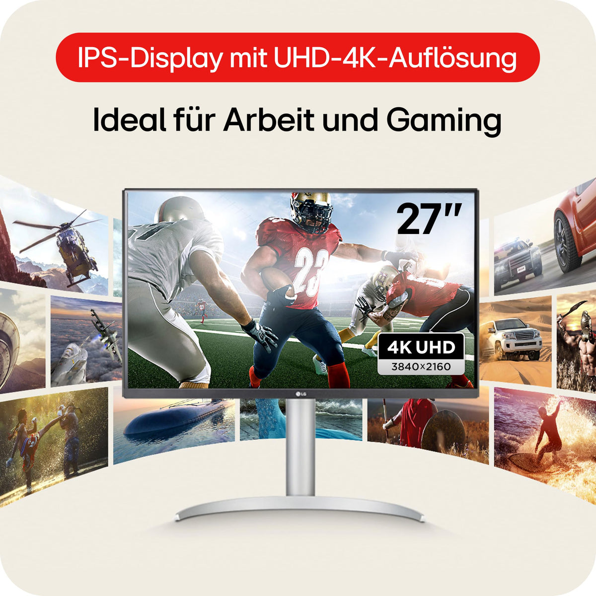 LG 27UP650K-W.AEU (27 inch) 4K UHD IPS Monitor, DisplayHDR™ 400, 95% DCI-P3, 2X HDMI 2.0, Alb