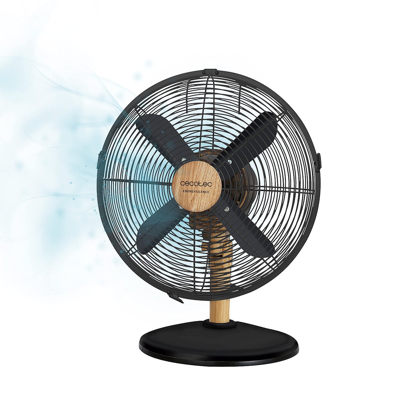 Cecotec table fan EnergySilence 600 WoodDesk. 40W, wood look finish, 12" diameter with 4 blades, 3 speeds, swivel function, height adjustable, maximum security. - 08230