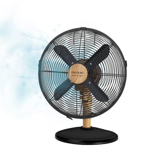 Cecotec table fan EnergySilence 600 WoodDesk. 40W, wood look finish, 12" diameter with 4 blades, 3 speeds, swivel function, height adjustable, maximum security. - 08230