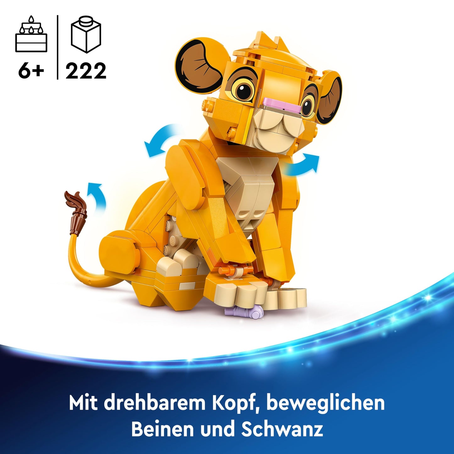 LEGO ǀ Disney Simba, the king's lion cub, building toy for children, fantasy playset with lion figure, cool gift idea for girls and boys aged 6 and up, children's toy 43243
