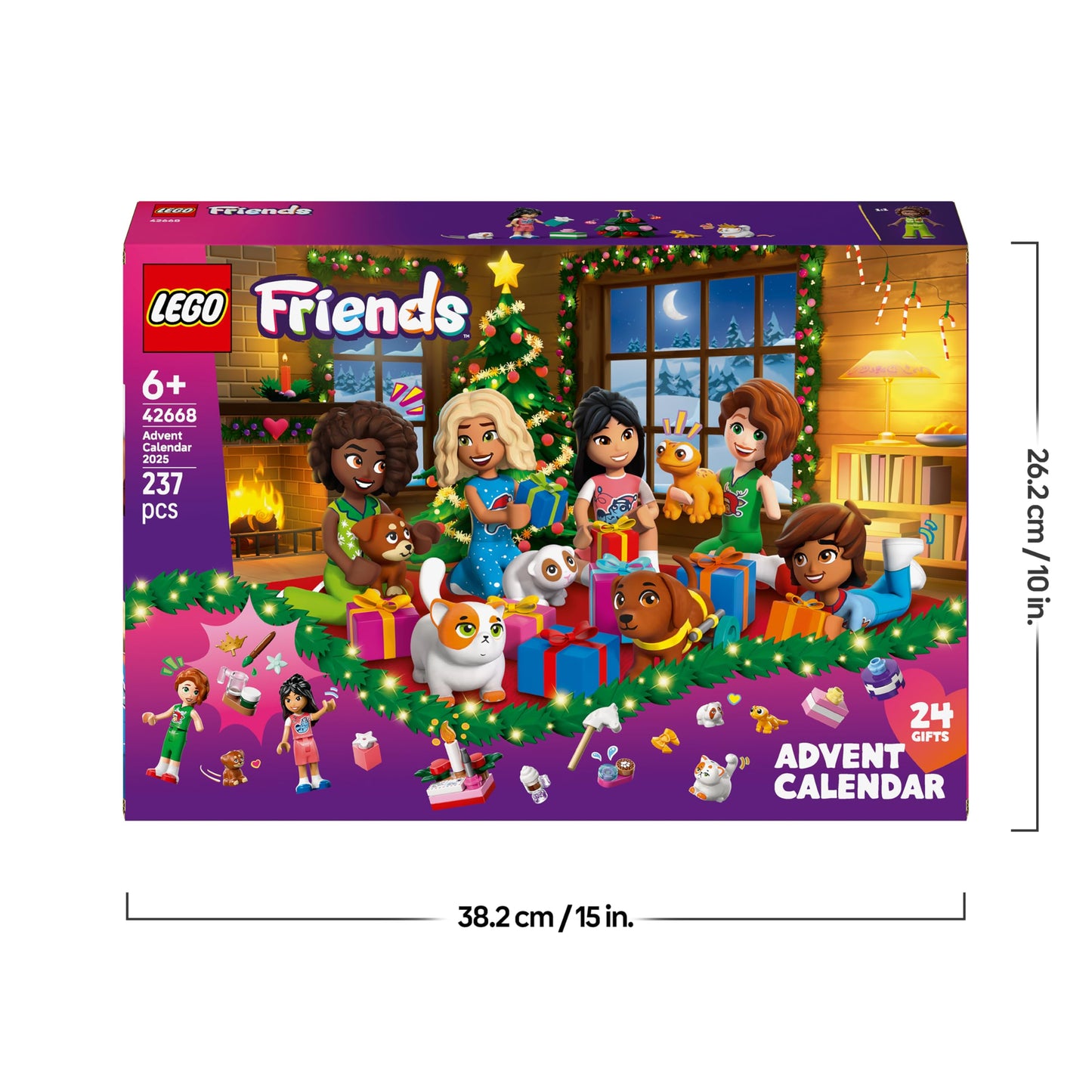 LEGO Friends Advent Calendar 2025 - Christmas toy with 24 surprises including 5 minifigures, 5 animal figures and lots of accessories - children's gift for girls and boys aged 6 and over - 42668