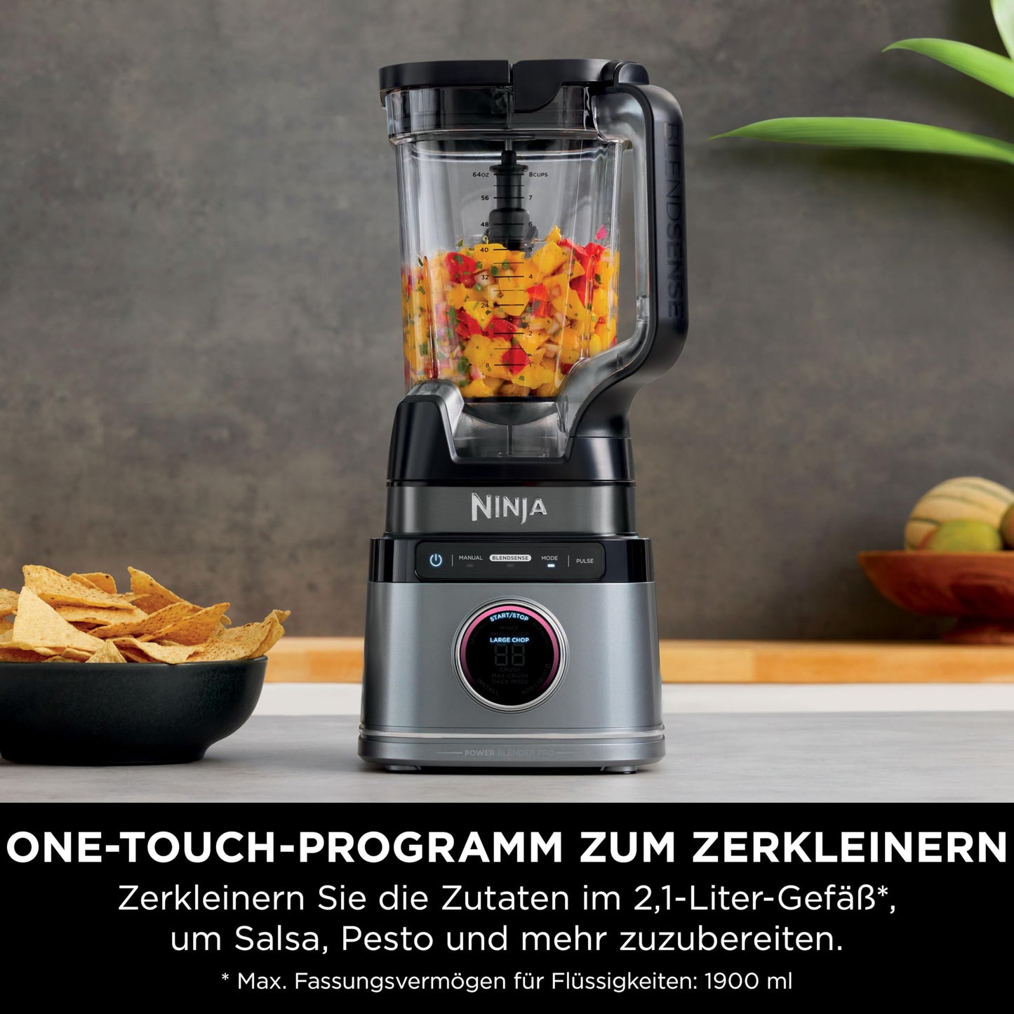 Ninja Detect Power Mixer Pro / Blender / Smoothie Maker, 1200 W, 2 L Jug (1.9 L Max. Capacity), Powerful Blender for Smoothies, Chopping Vegetables & Mixing Frozen Drinks, Black, TB201EU