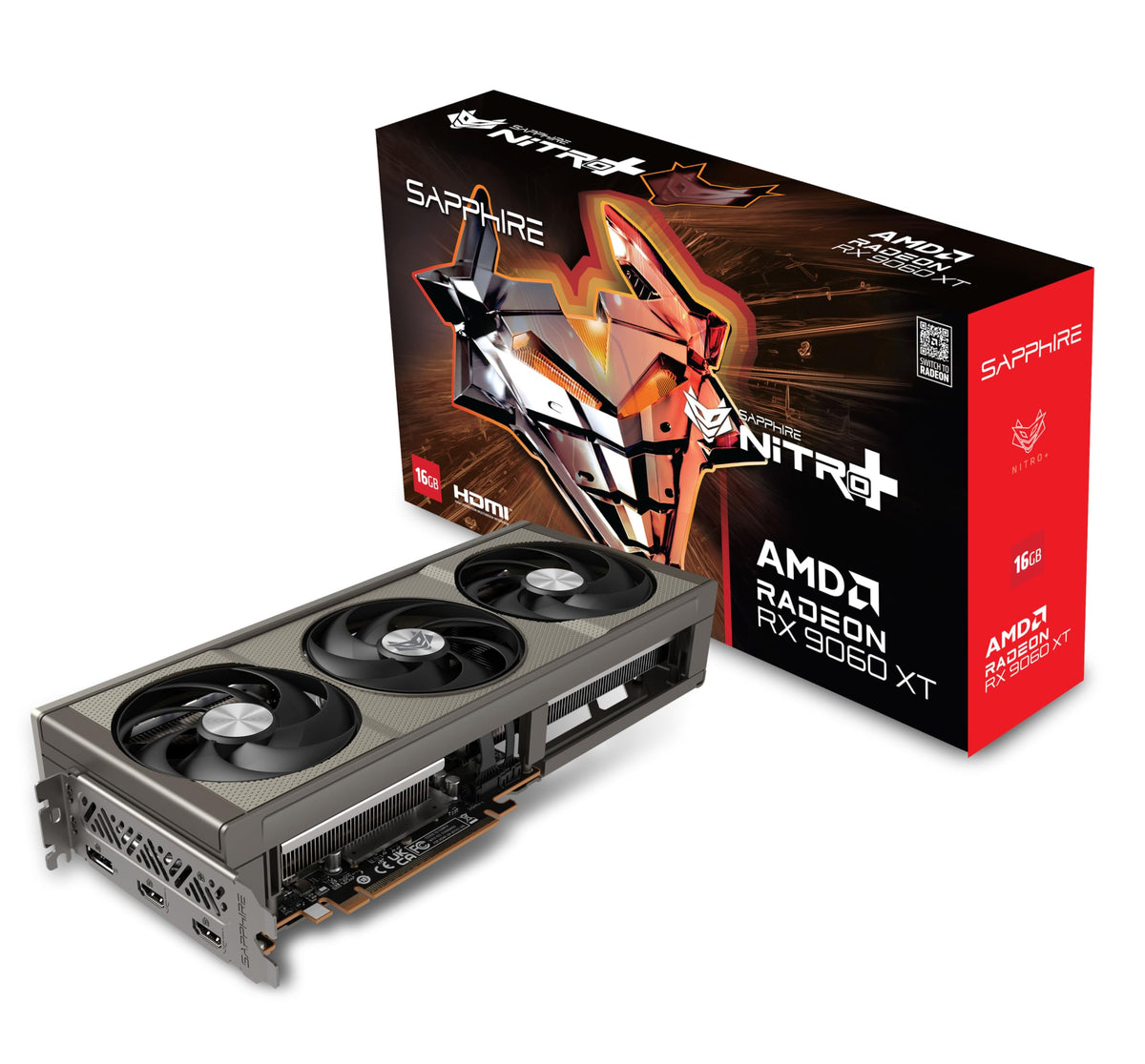 Sapphire Technology Carte Graphique Nitro Plus AMD Radeon RX 9060 XT Gaming OC 16GB Double HDMI-DP - 11350-01-20G