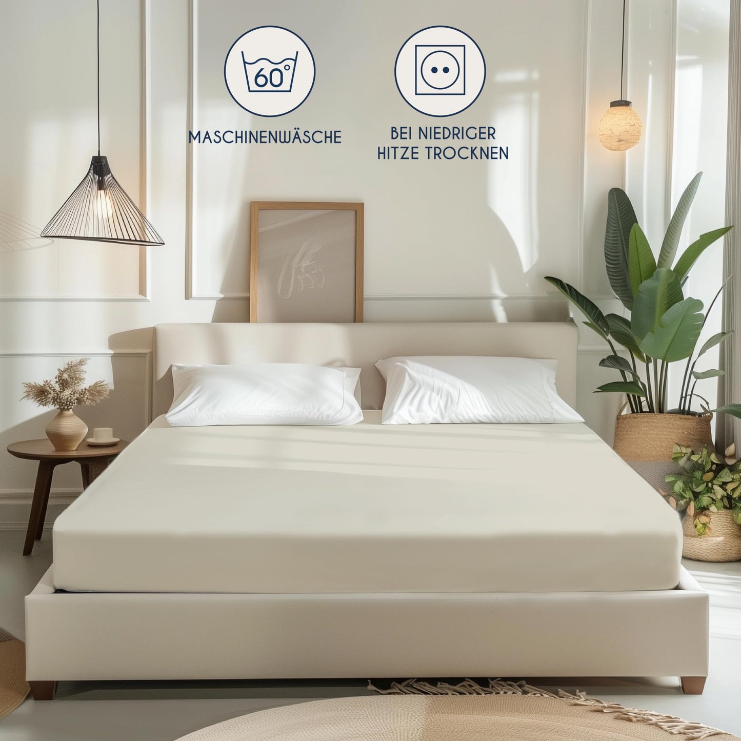 Dreamzie - fitted sheet 80x190/200cm - cotton Oeko Tex certified - beige - 100% jersey fitted sheet 80x190/200 - DHC_80x200_Bg_2