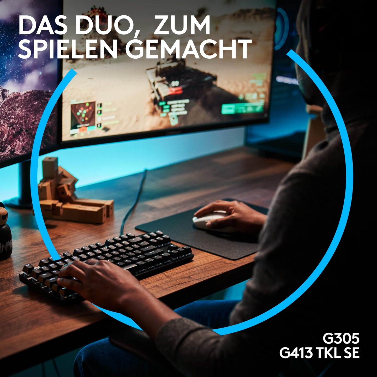 Logitech G305 LIGHTSPEED wireless gaming mouse and G413 TKL SE mechanical gaming keyboard - mouse with HERO sensor and compact keyboard - PC/Mac - Black - 910-005282