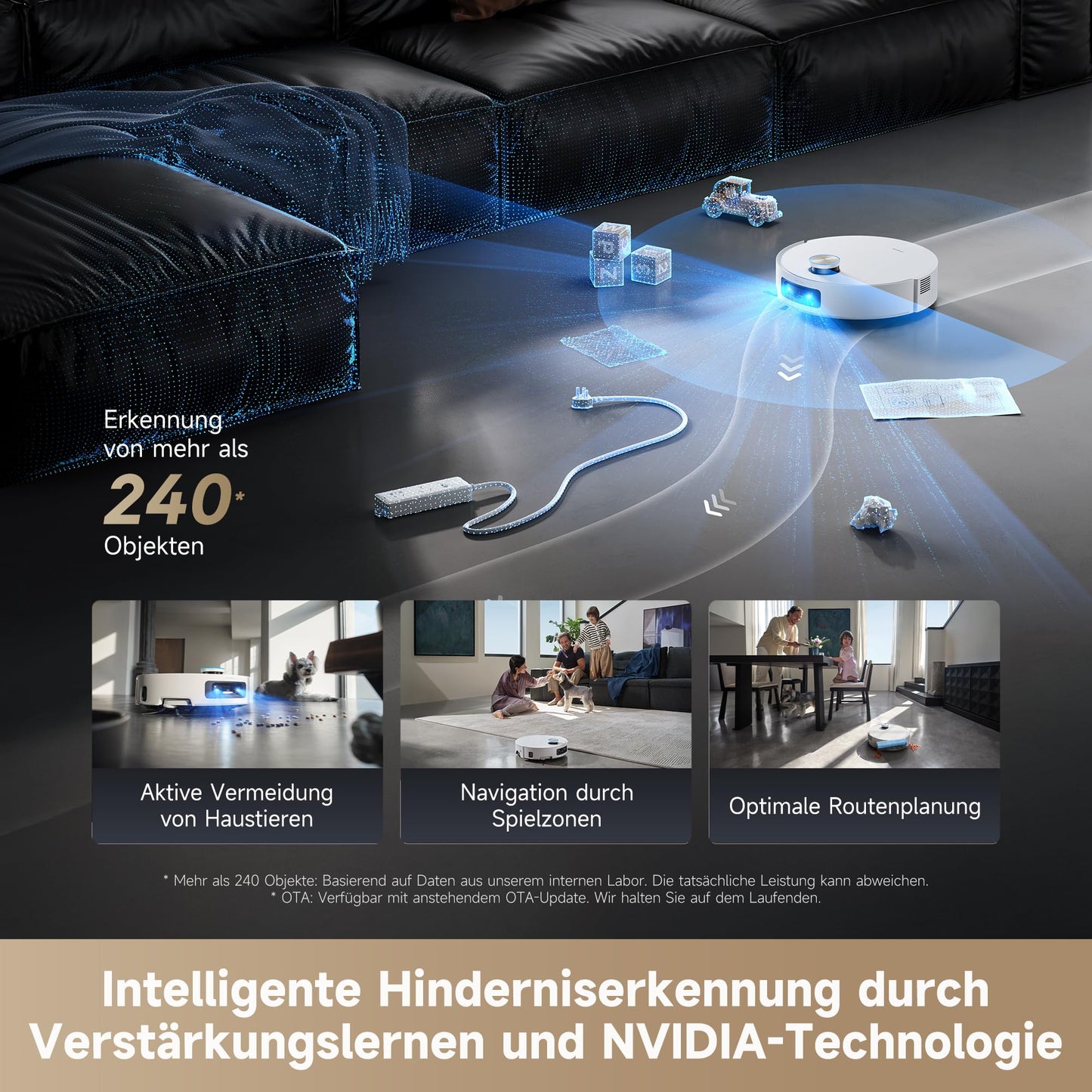 dreame Aqua10 Ultra Roller Complete vacuum robot with wiping function, 30,000Pa suction power, 8 cm obstacle clearance, self-cleaning of the rollers, automatic emptying, intelligent voice control - RLH71DE-1