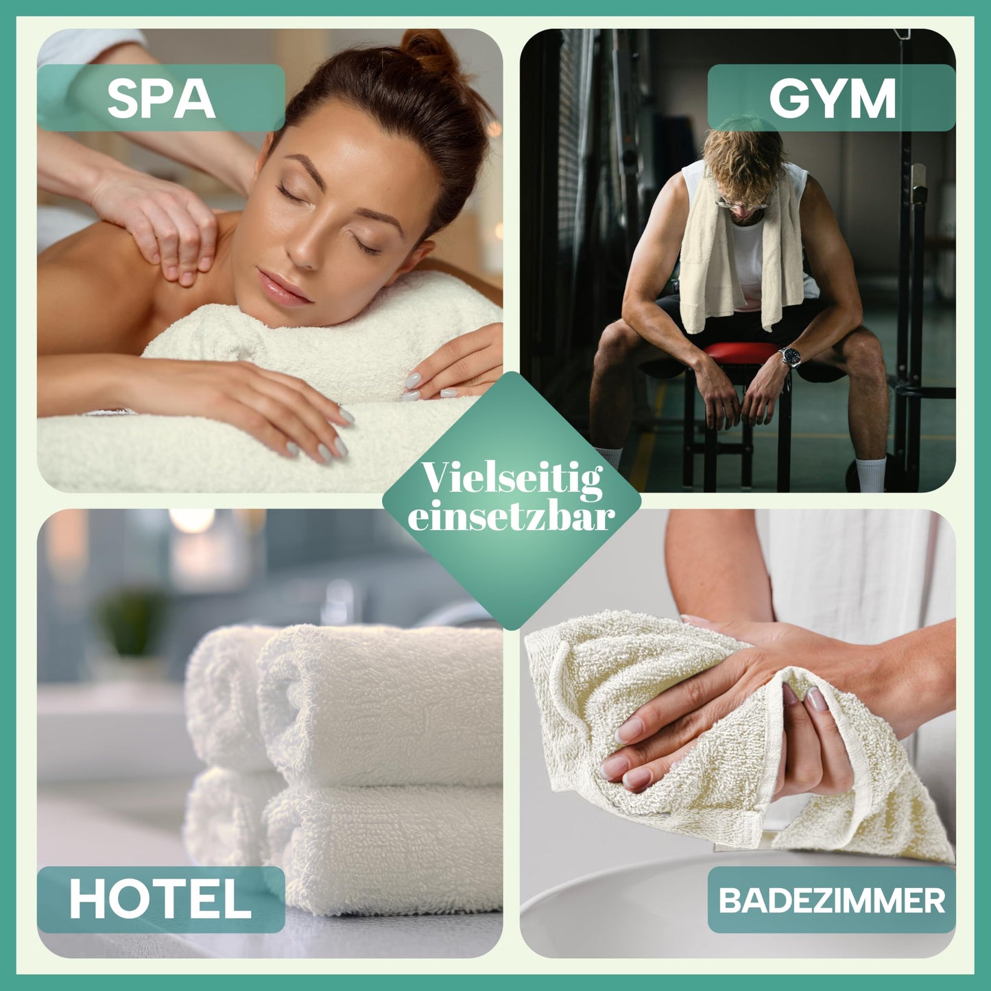 NatureMark 8 towel set - 100% cotton - absorbent and durable towels, size 50×100cm, natural/cream - 8er_natur